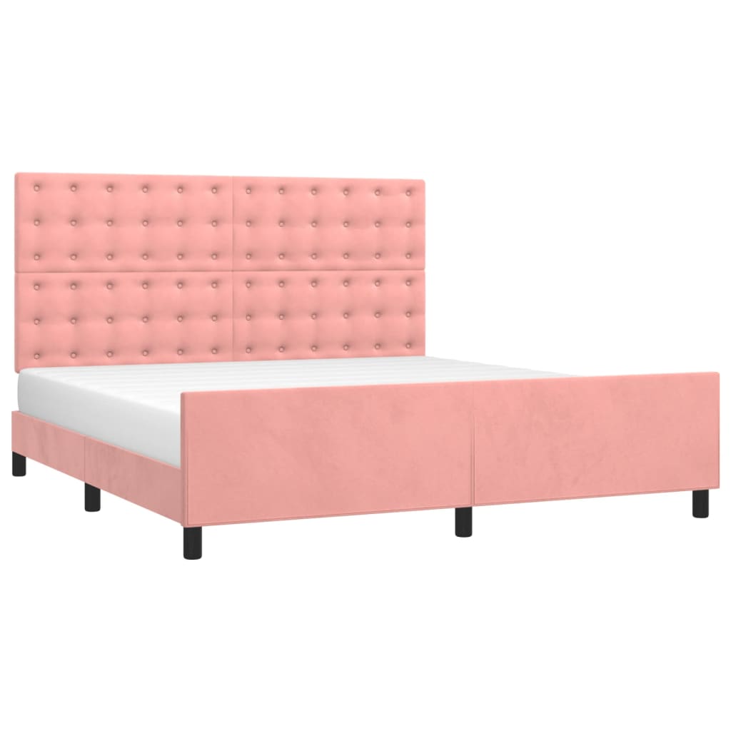 Cadre de lit sans matelas rose velours - XIOS
