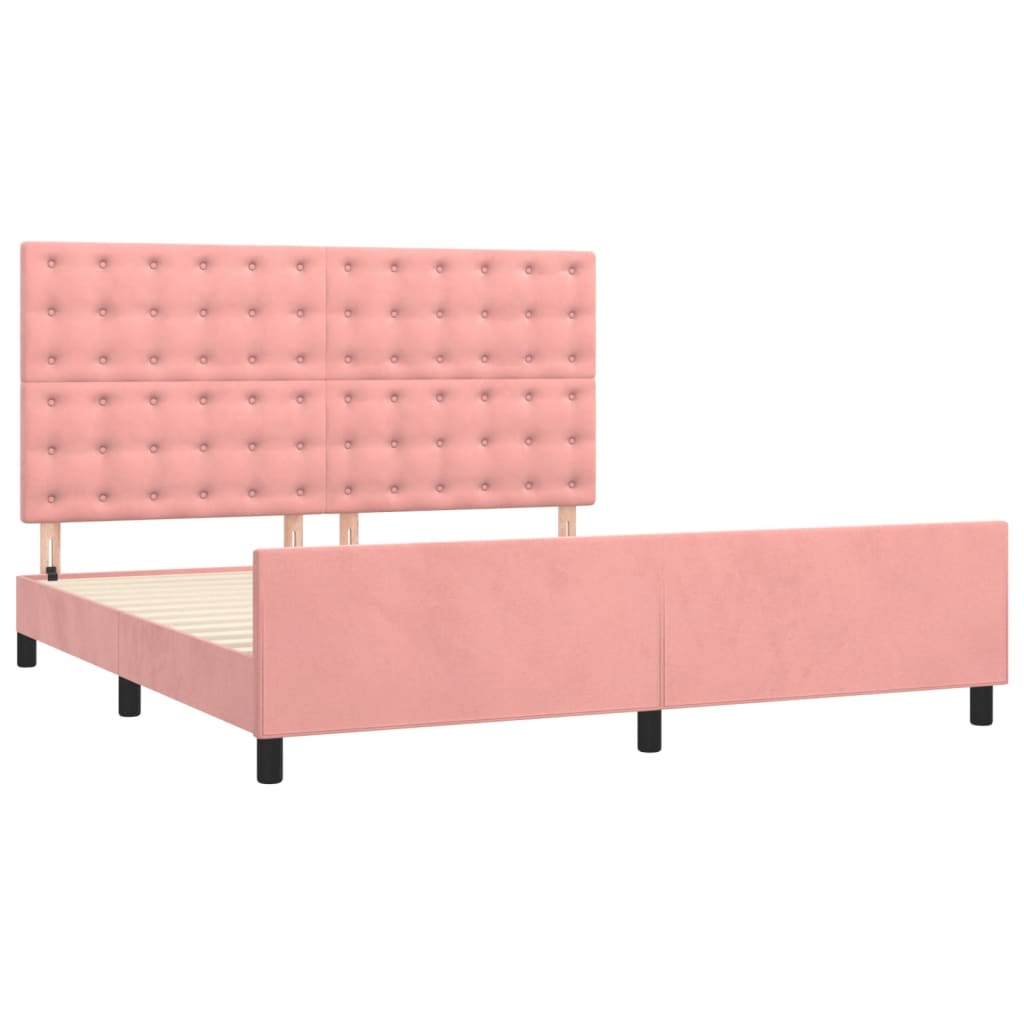Cadre de lit sans matelas rose velours - XIOS