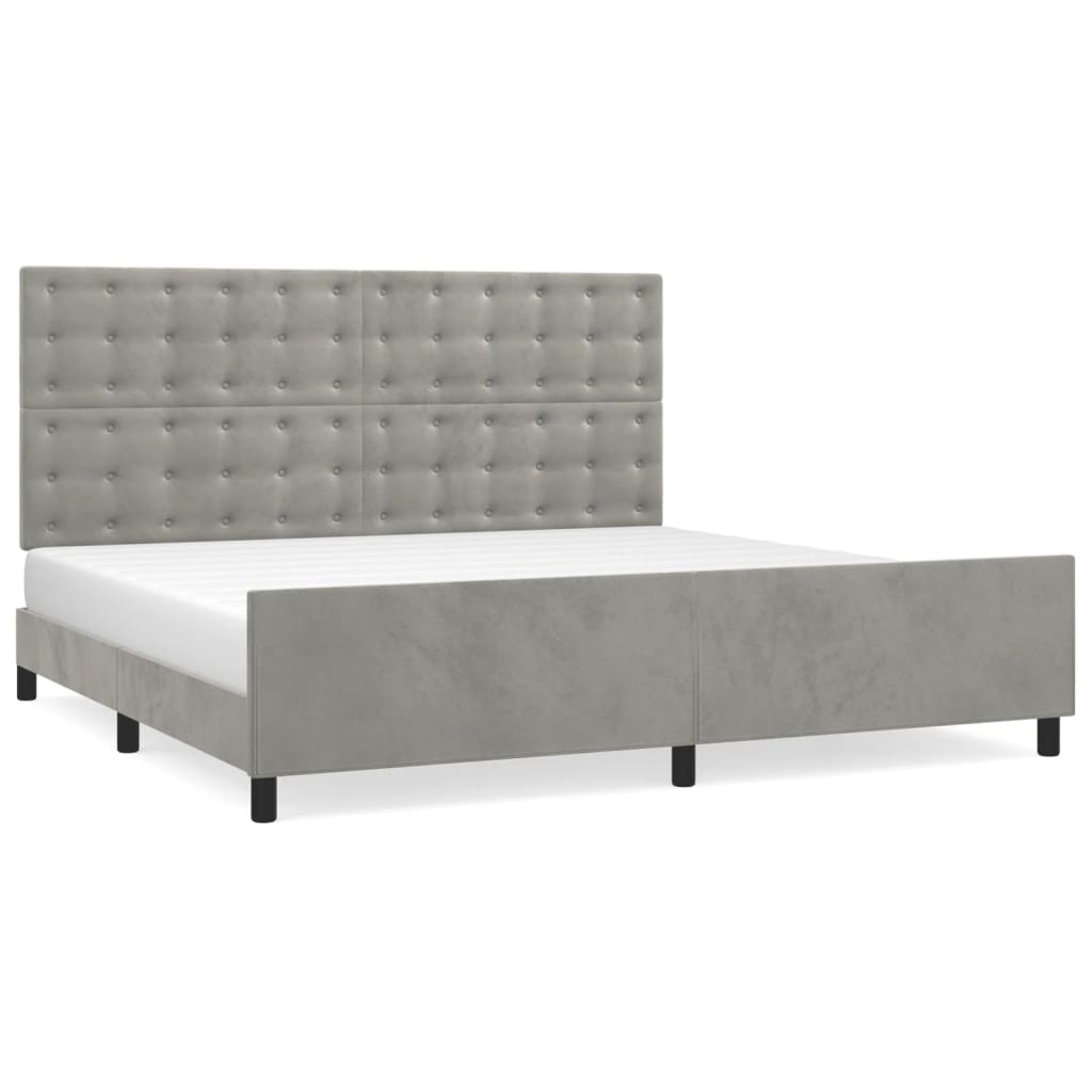 Cadre de lit sans matelas gris clair 200x200 cm velours - XIOS