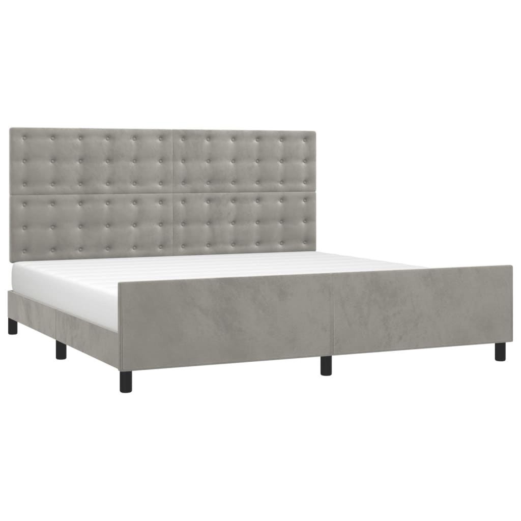 Cadre de lit sans matelas gris clair 200x200 cm velours - XIOS