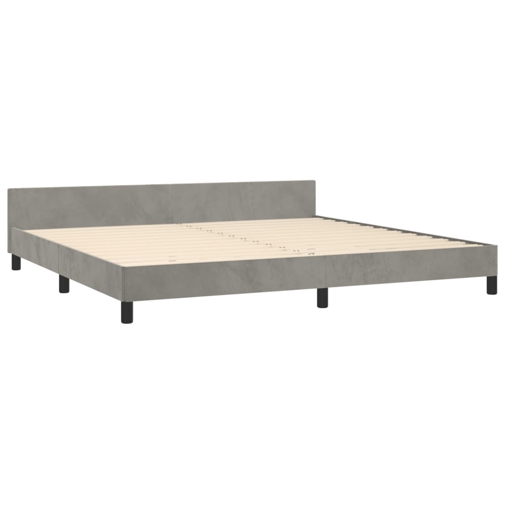 Cadre de lit sans matelas gris clair 200x200 cm velours - XIOS
