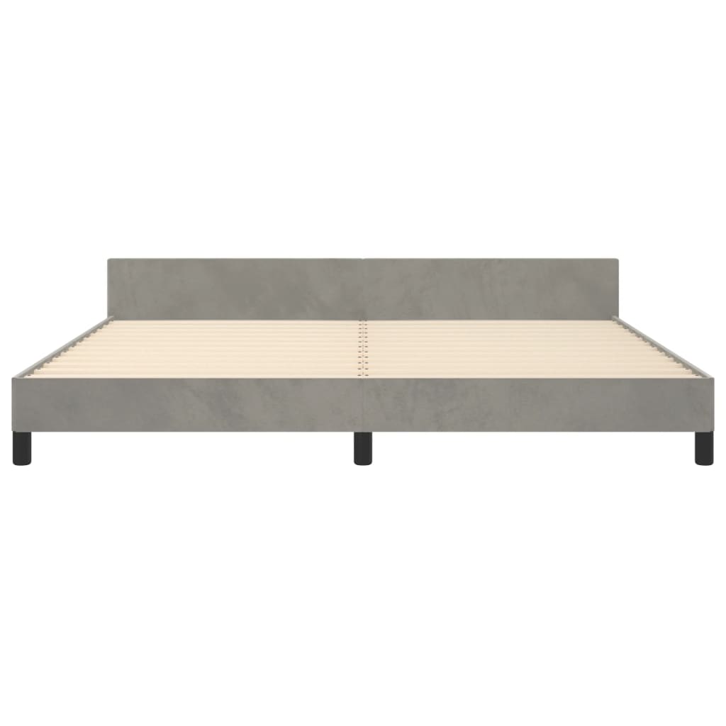 Cadre de lit sans matelas gris clair 200x200 cm velours - XIOS