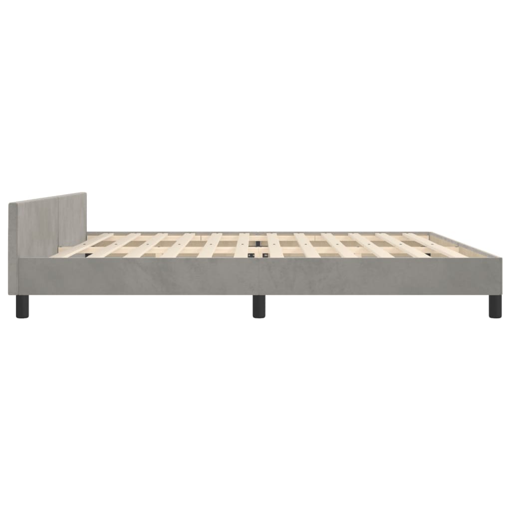 Cadre de lit sans matelas gris clair 200x200 cm velours - XIOS