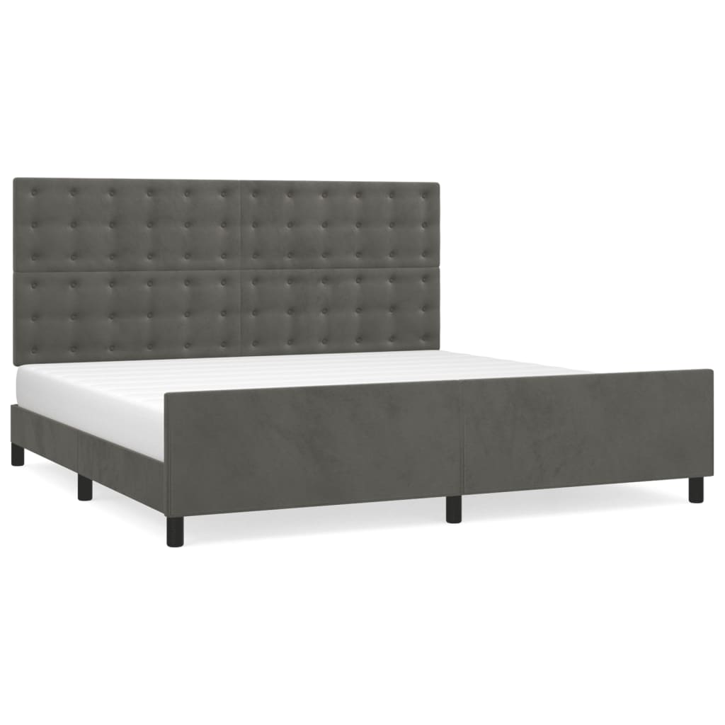 Cadre de lit sans matelas gris foncé 200x200 cm velours - XIOS