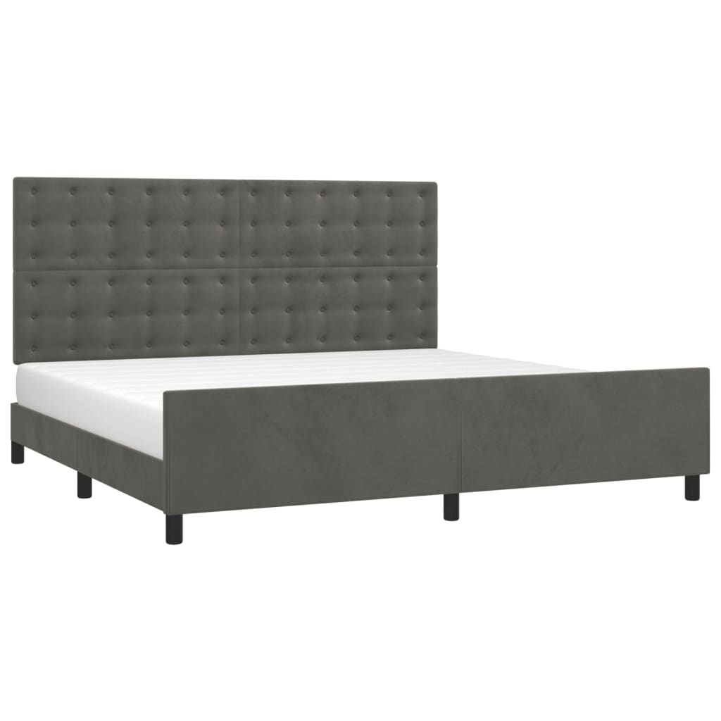 Cadre de lit sans matelas gris foncé 200x200 cm velours - XIOS