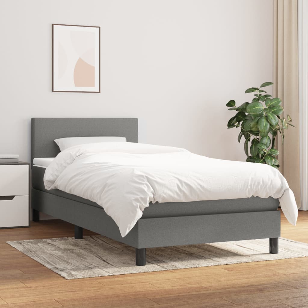 Sommier à lattes de lit et matelas Gris foncé 90x190 cm Tissu - XIOS