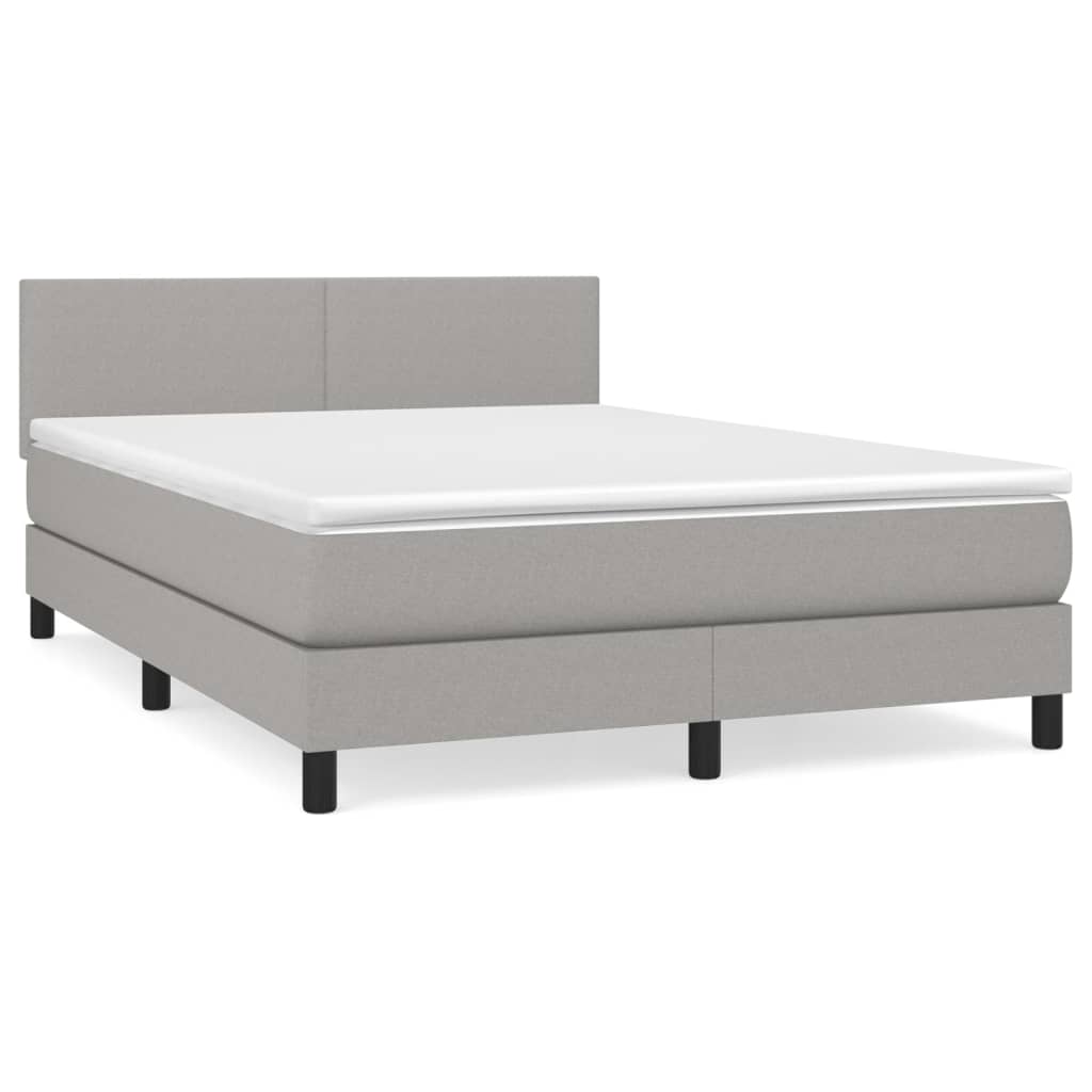 Sommier à lattes de lit avec matelas Gris clair 140x190cm Tissu - XIOS
