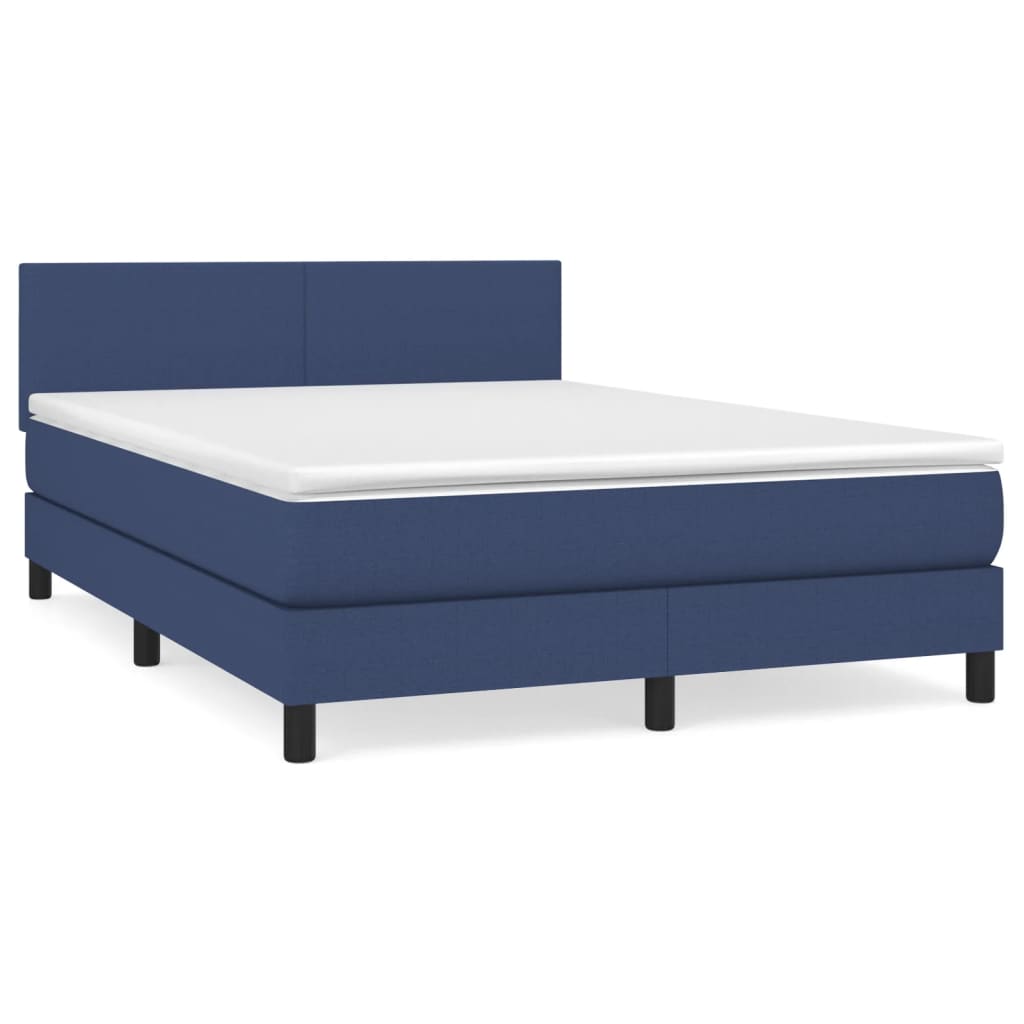 Sommier à lattes de lit avec matelas Bleu 140x200 cm Tissu - XIOS