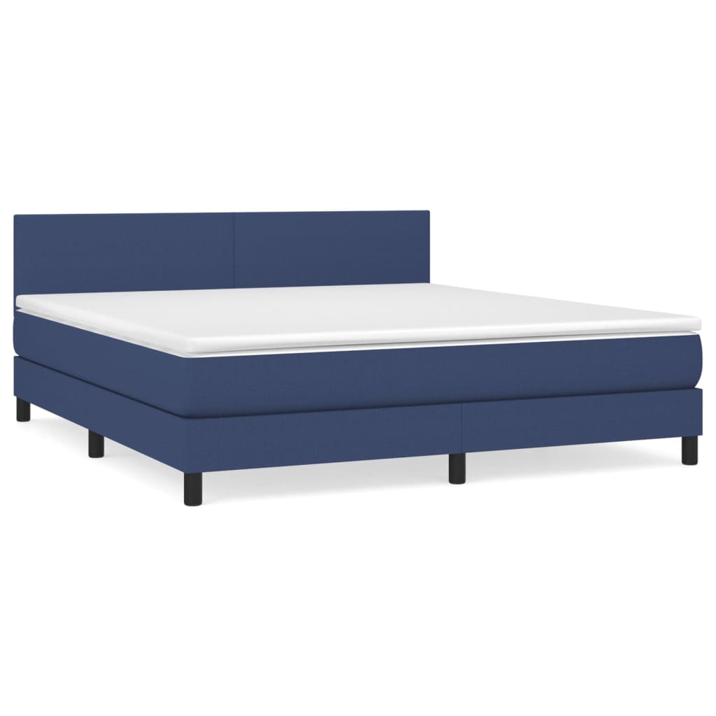 Sommier à lattes de lit avec matelas Bleu 160x200 cm Tissu Lits & cadres de lit vidaXL