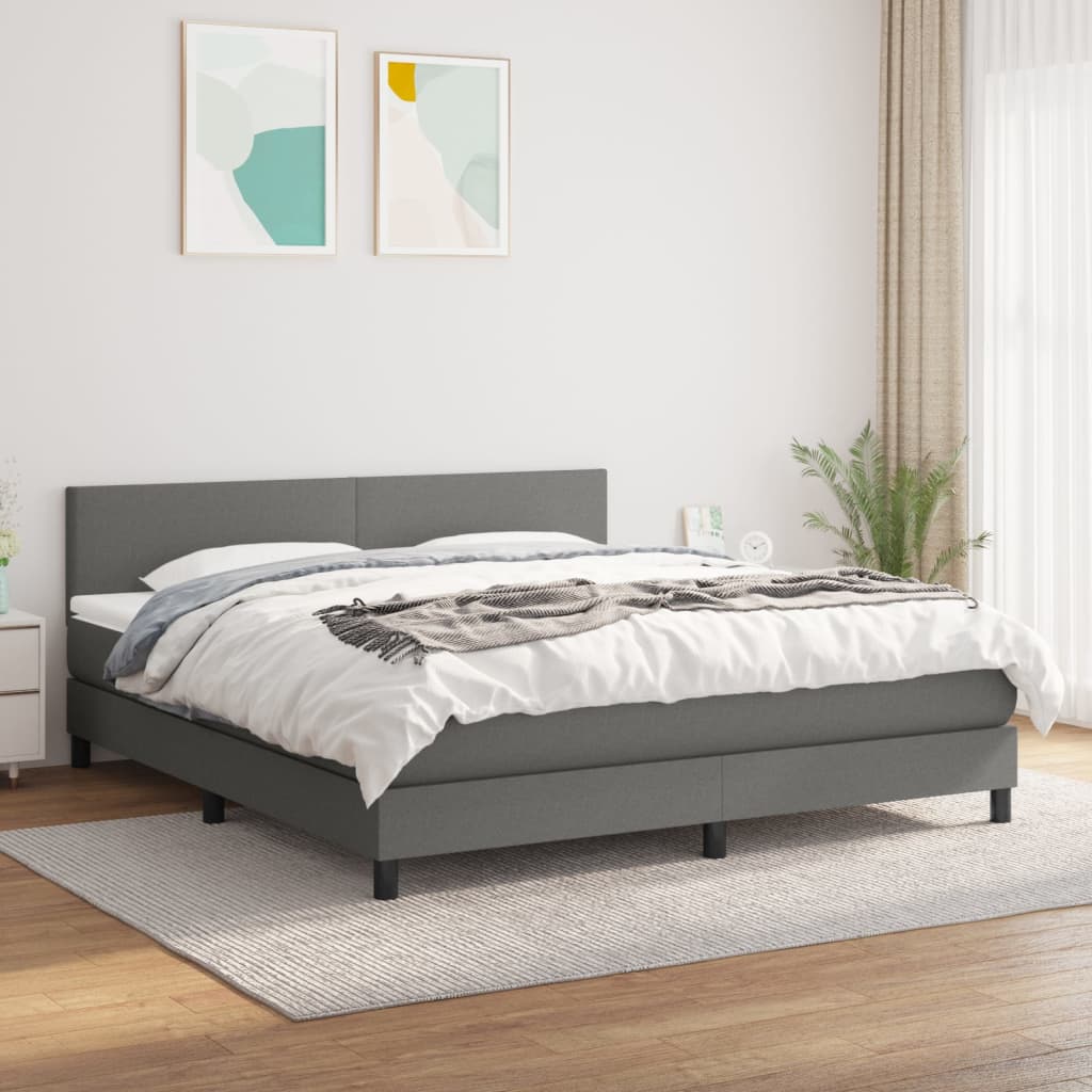 Sommier à lattes de lit avec matelas Gris foncé 180x200cm Tissu - XIOS