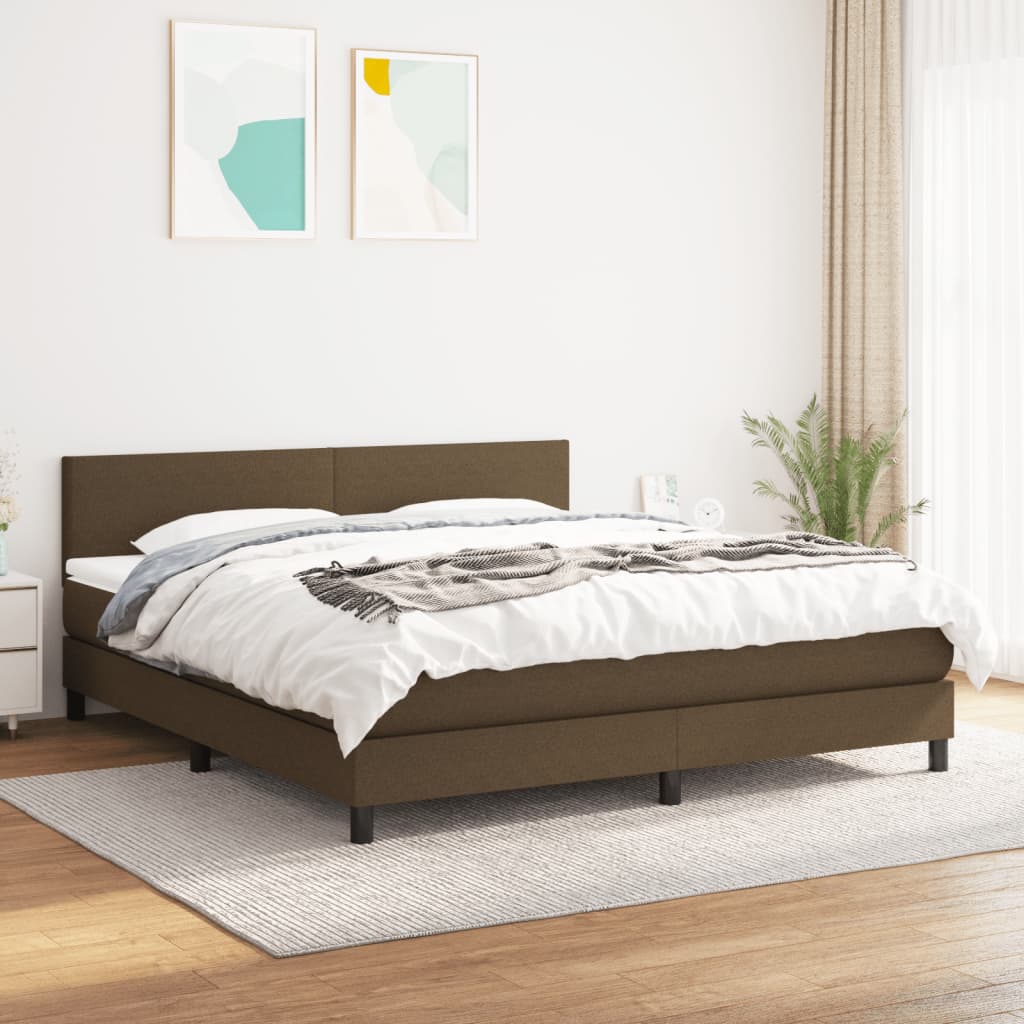 Sommier à lattes de lit avec matelas Marron foncé 180x200 cm Lits & cadres de lit vidaXL
