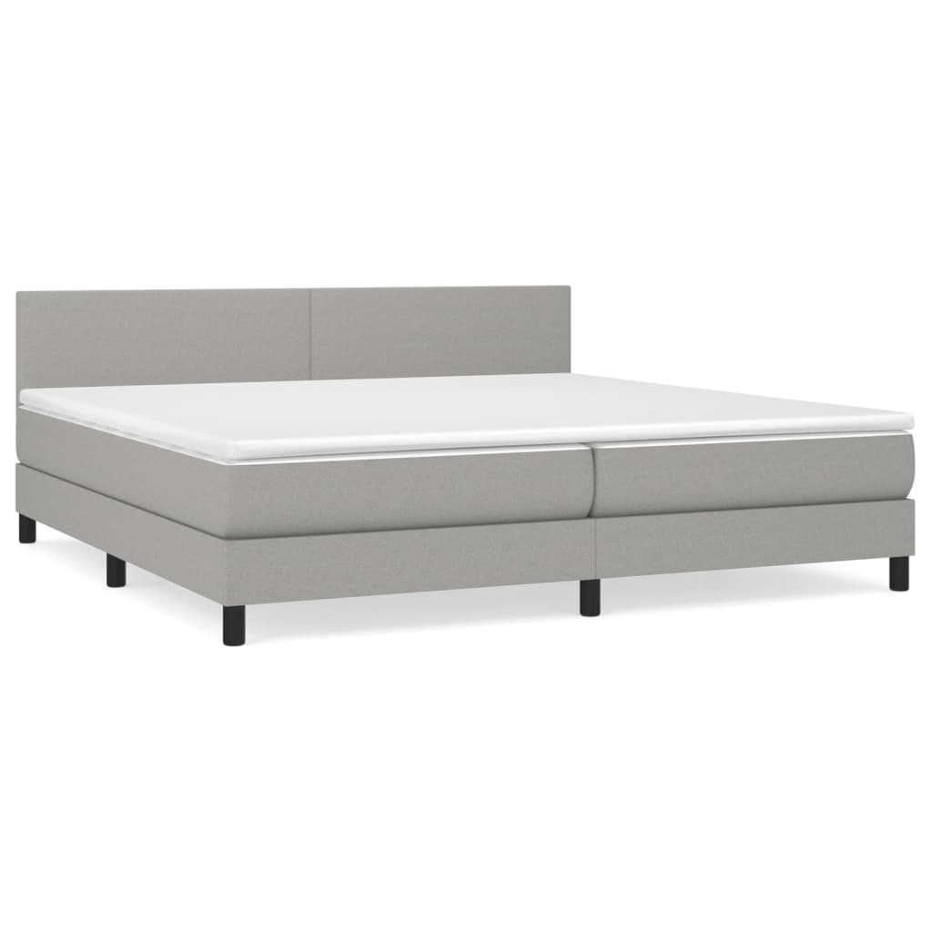 Sommier à lattes de lit avec matelas Gris clair 200x200cm Tissu Lits & cadres de lit vidaXL