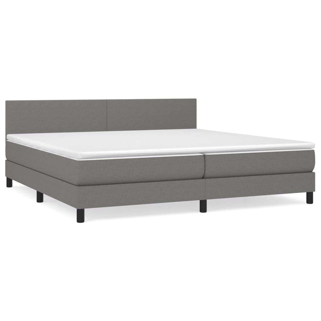 Sommier à lattes de lit avec matelas Gris foncé 200x200cm Tissu Lits & cadres de lit vidaXL