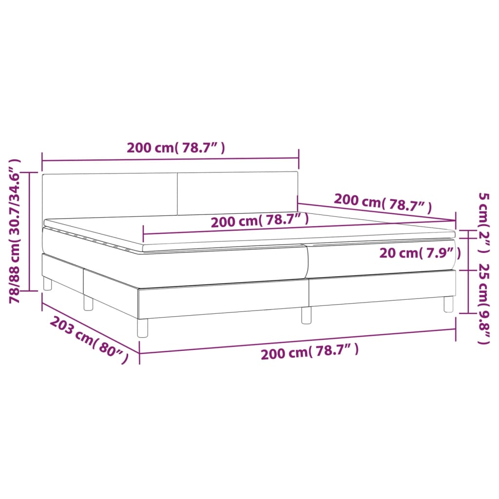Sommier à lattes de lit avec matelas Taupe 200x200 cm Tissu - XIOS