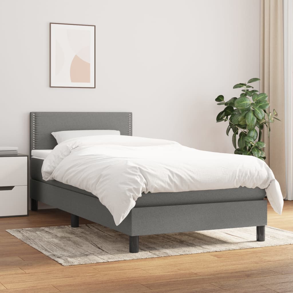 Sommier à lattes de lit et matelas Gris foncé 90x190 cm Tissu - XIOS