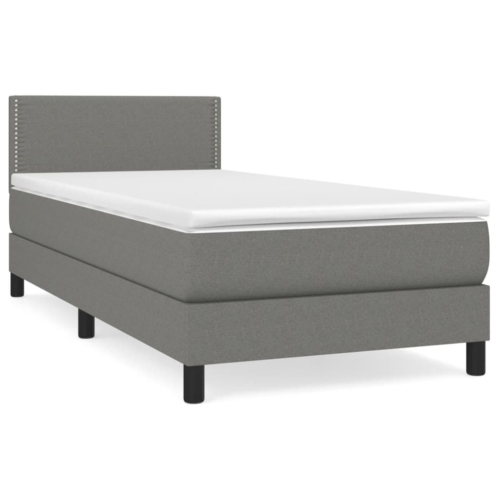 Sommier à lattes de lit avec matelas Gris foncé 90x200 cm Tissu - XIOS