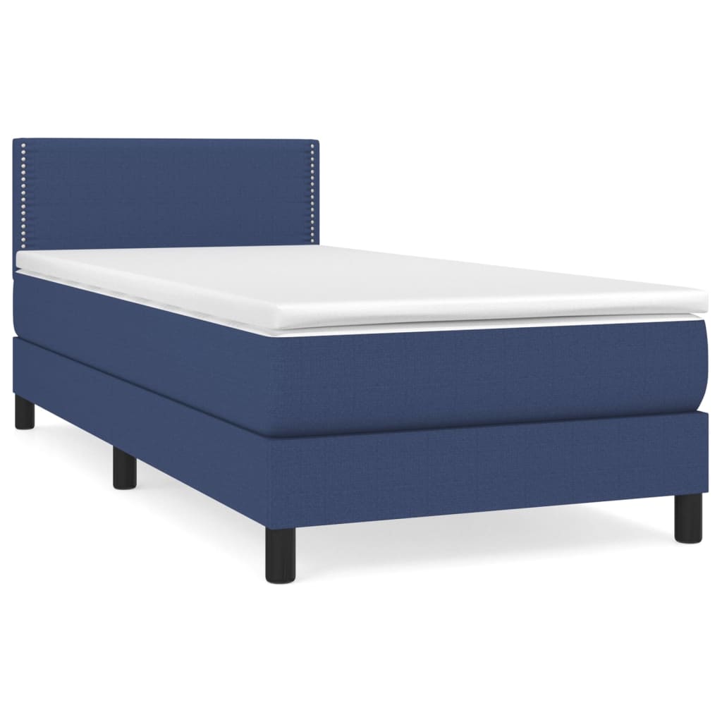 Sommier à lattes de lit avec matelas Bleu 100x200 cm Tissu - XIOS