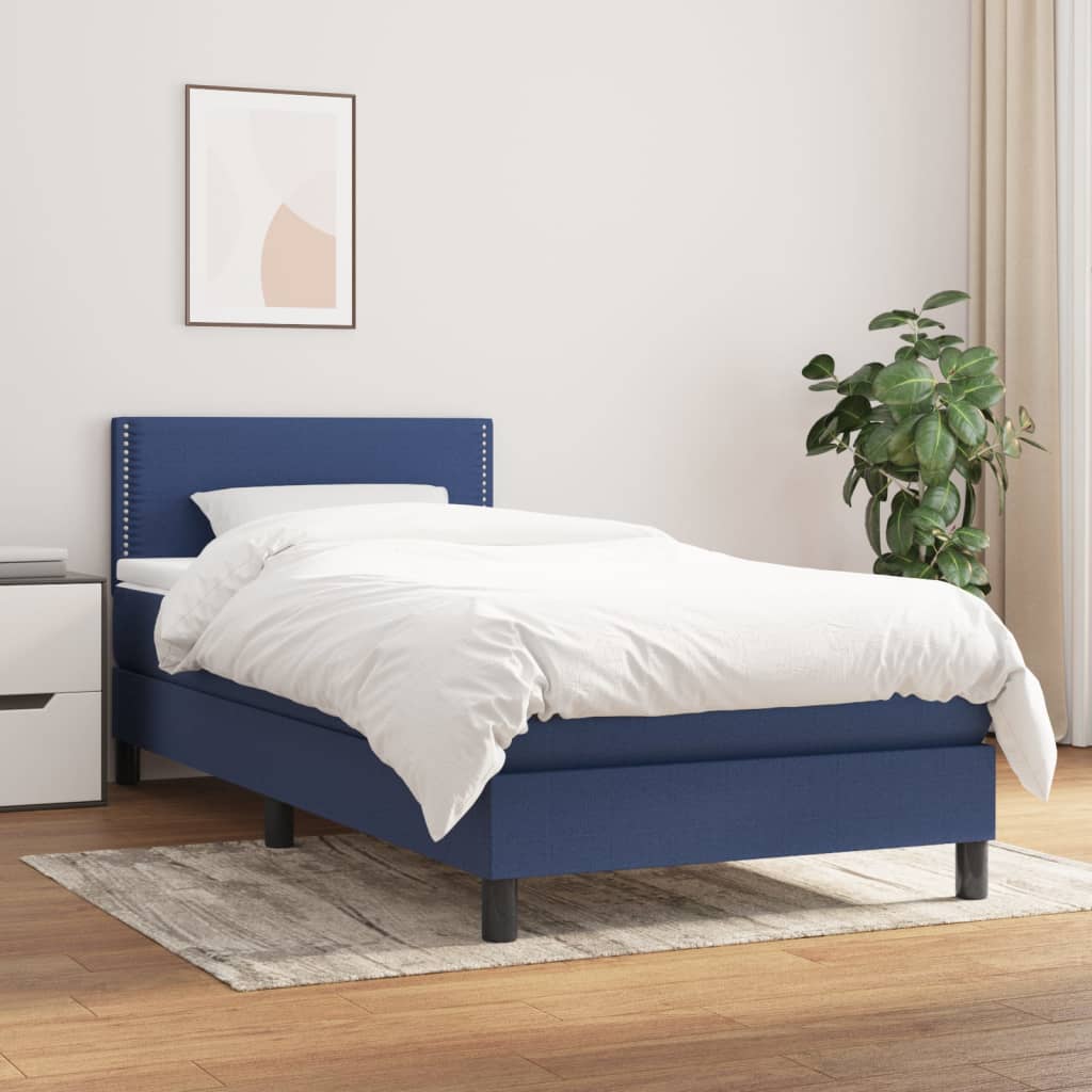 Sommier à lattes de lit avec matelas Bleu 100x200 cm Tissu - XIOS