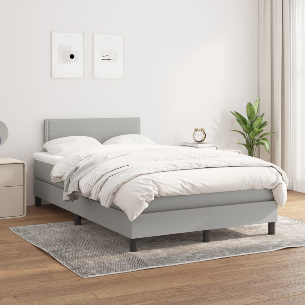 Sommier à lattes de lit avec matelas Gris clair 120x200cm Tissu Lits & cadres de lit vidaXL