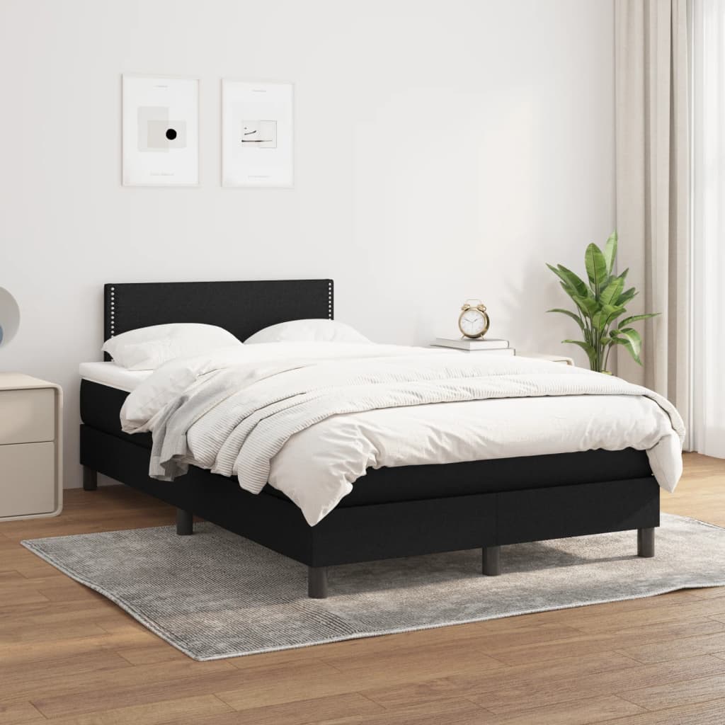 Sommier à lattes de lit avec matelas Noir 120x200 cm Tissu Lits & cadres de lit vidaXL