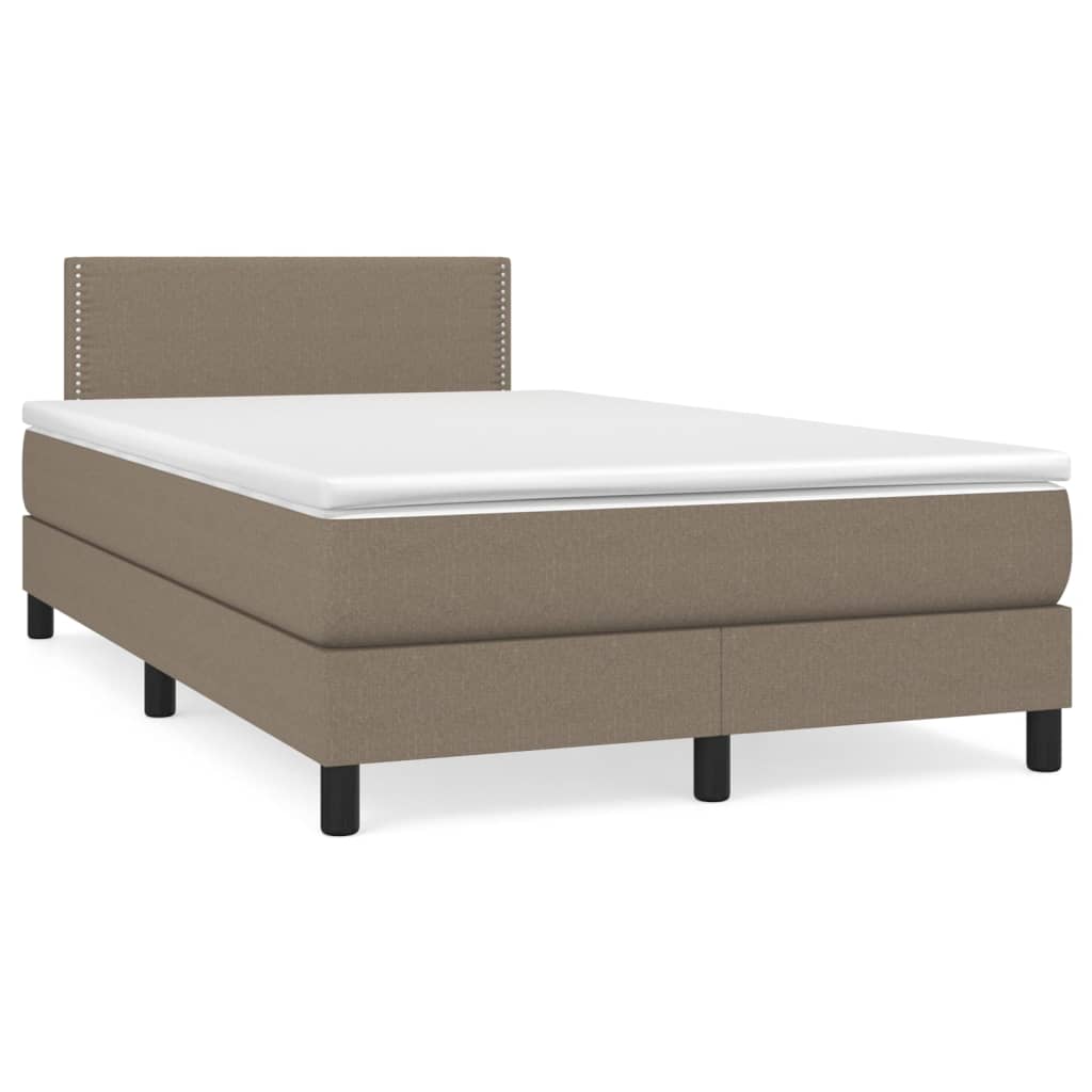 Sommier à lattes de lit avec matelas Taupe 120x200 cm Tissu Lits & cadres de lit vidaXL