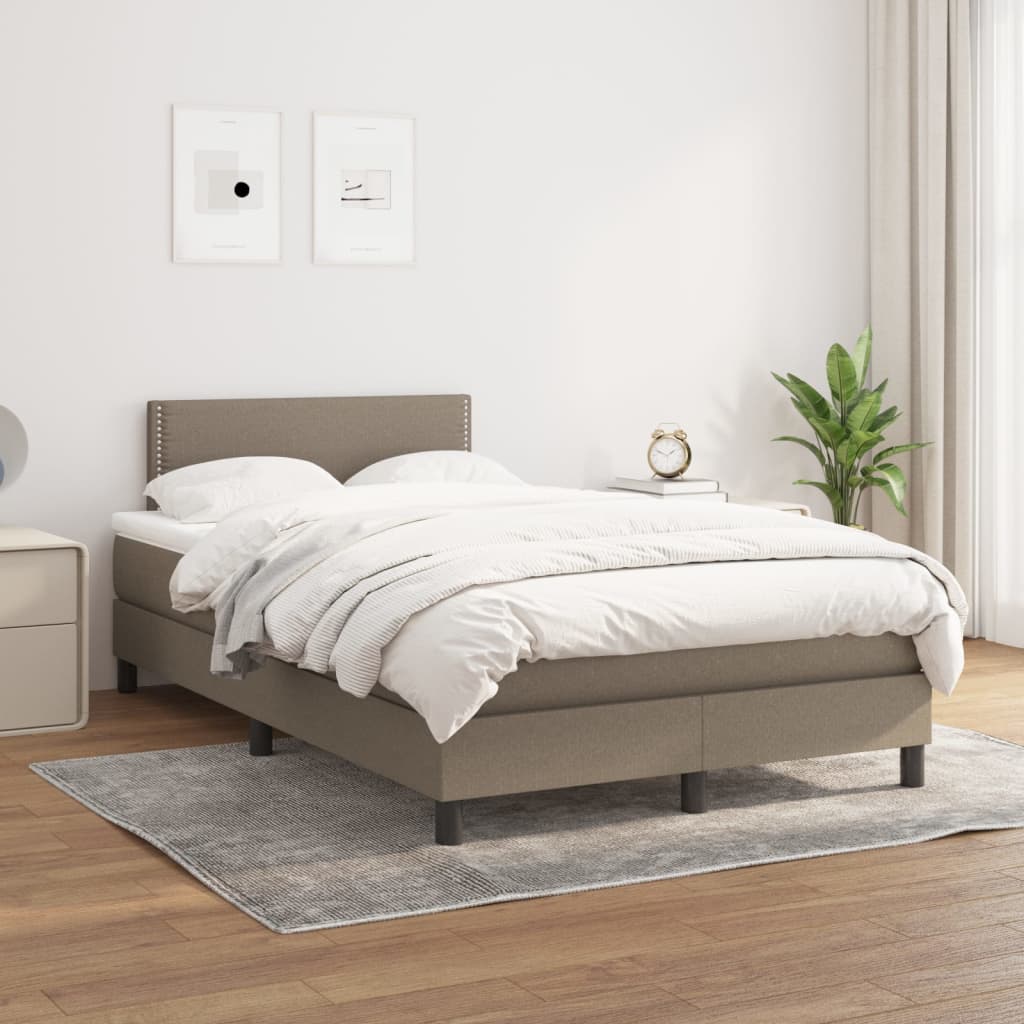 Sommier à lattes de lit avec matelas Taupe 120x200 cm Tissu Lits & cadres de lit vidaXL