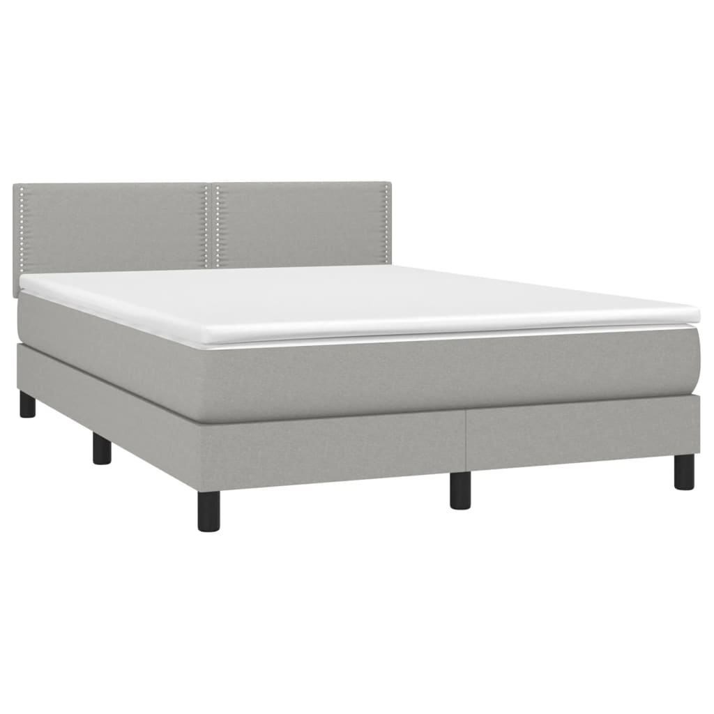 Sommier à lattes de lit avec matelas Gris clair 140x190cm Tissu Lits & cadres de lit vidaXL