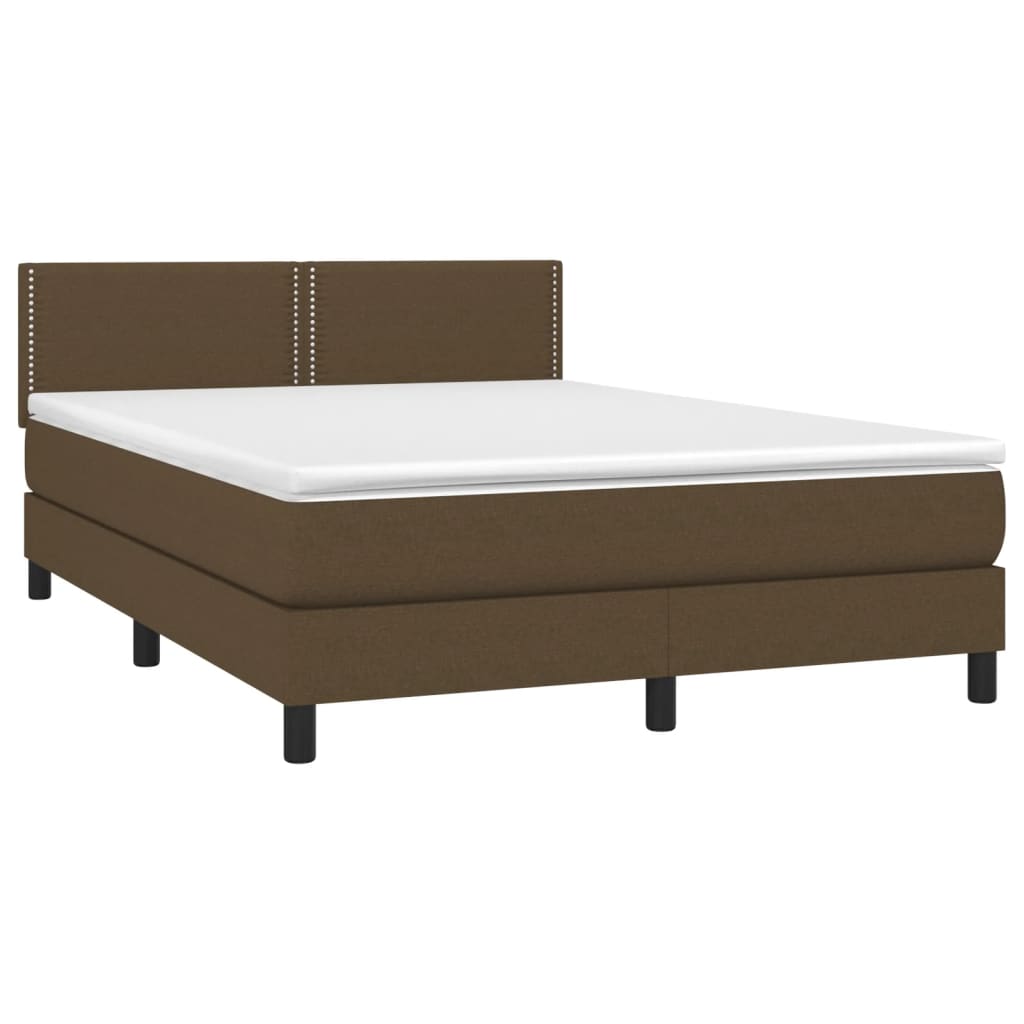 Sommier à lattes de lit avec matelas Marron foncé 140x190 cm Lits & cadres de lit vidaXL