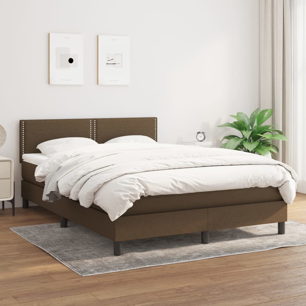 Sommier à lattes de lit avec matelas Marron foncé 140x190 cm Lits & cadres de lit vidaXL