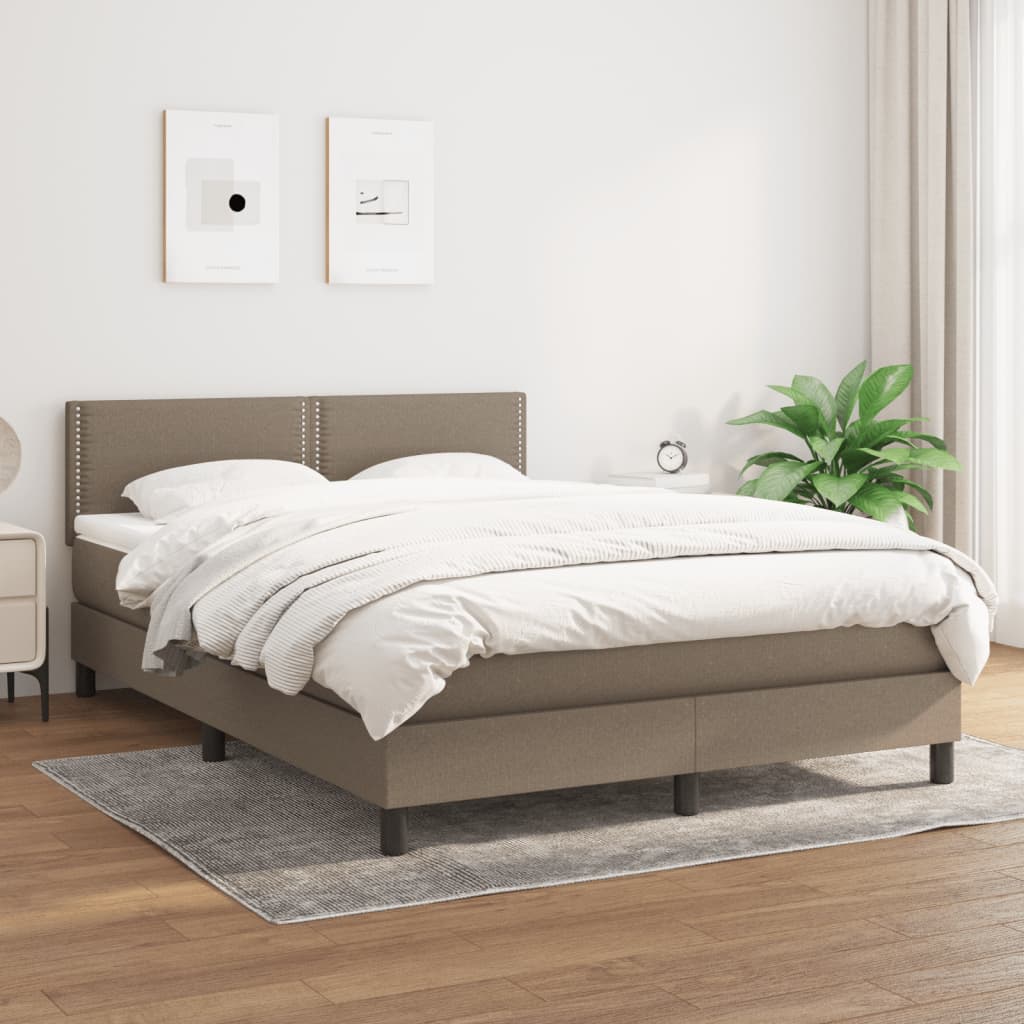 Sommier à lattes de lit avec matelas Taupe 140x190 cm Tissu - XIOS