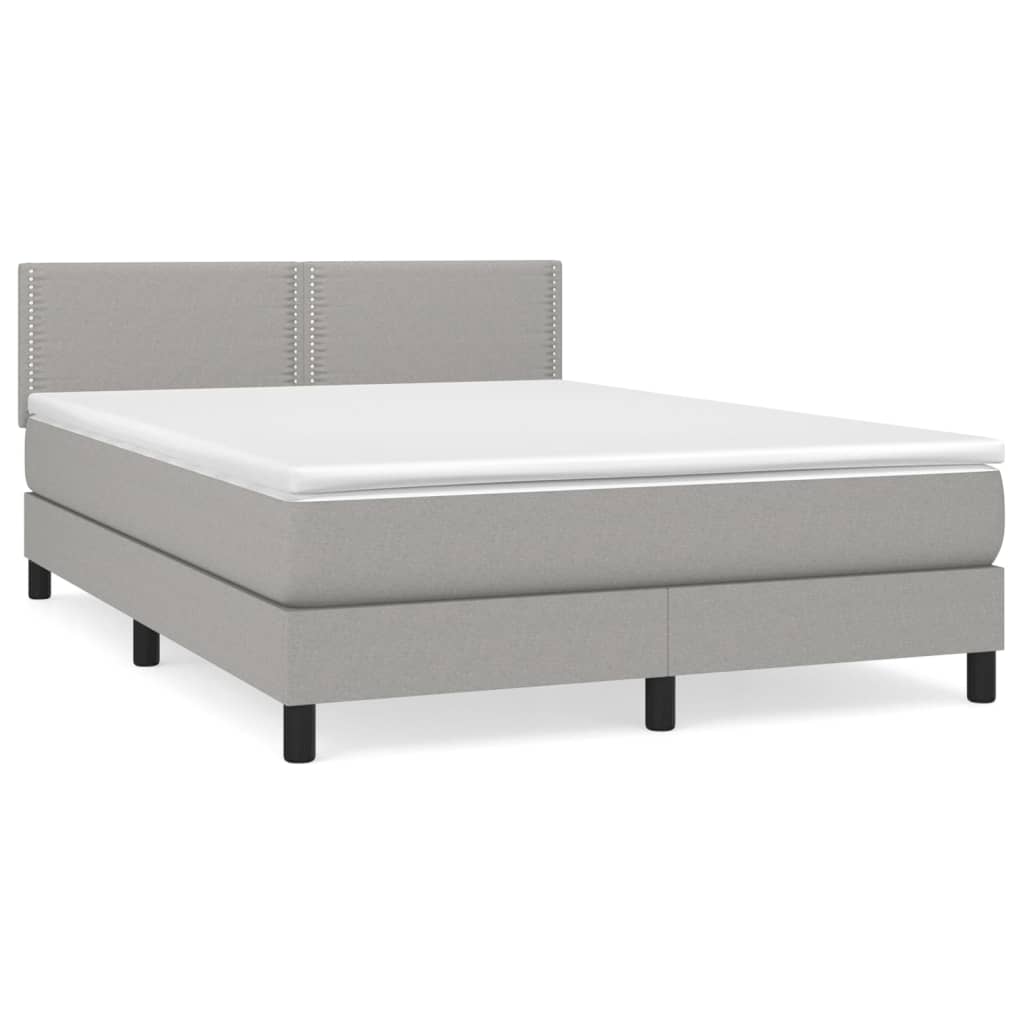 Sommier à lattes de lit avec matelas Gris clair 140x200cm Tissu - XIOS