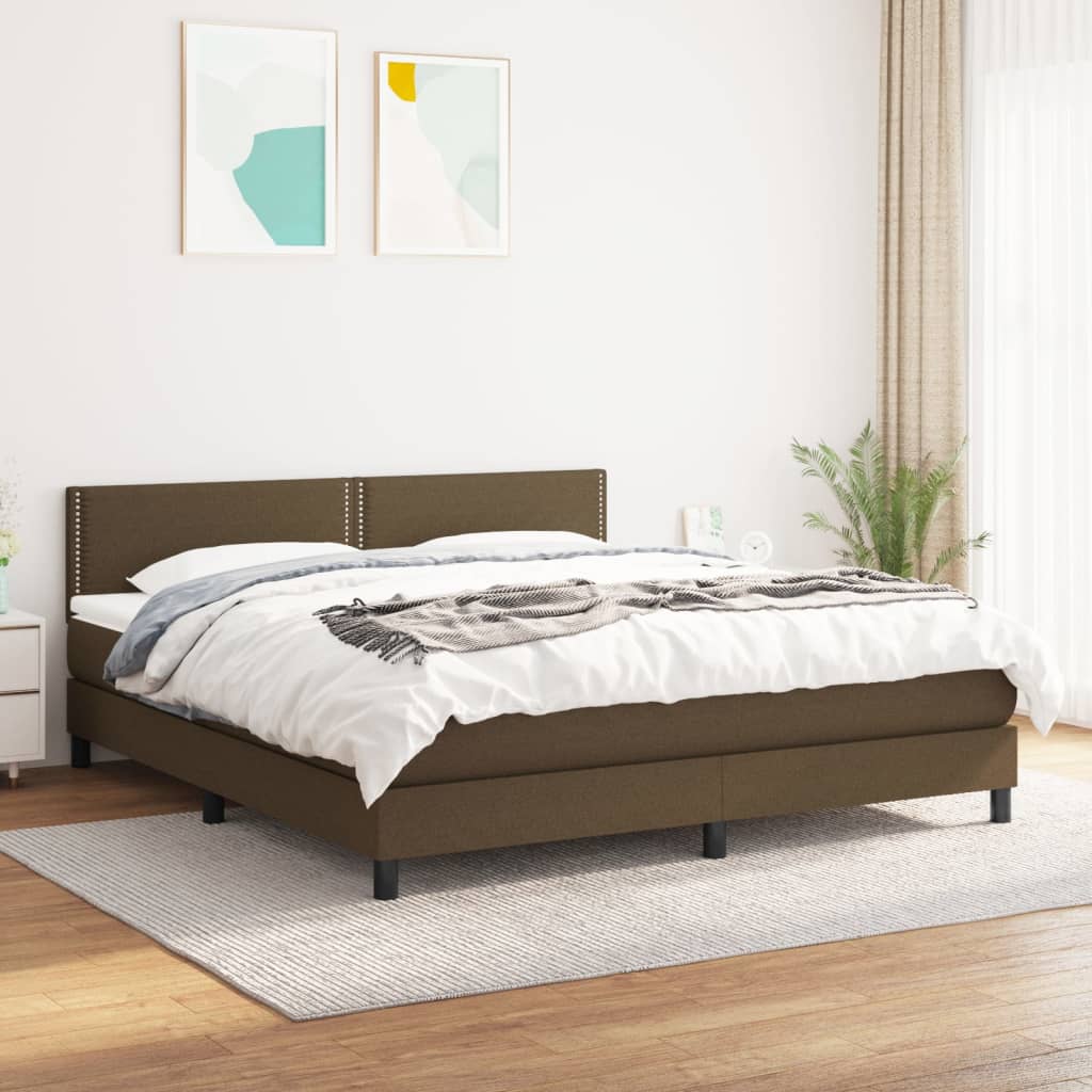 Sommier à lattes de lit avec matelas Marron foncé 160x200 cm Lits & cadres de lit vidaXL