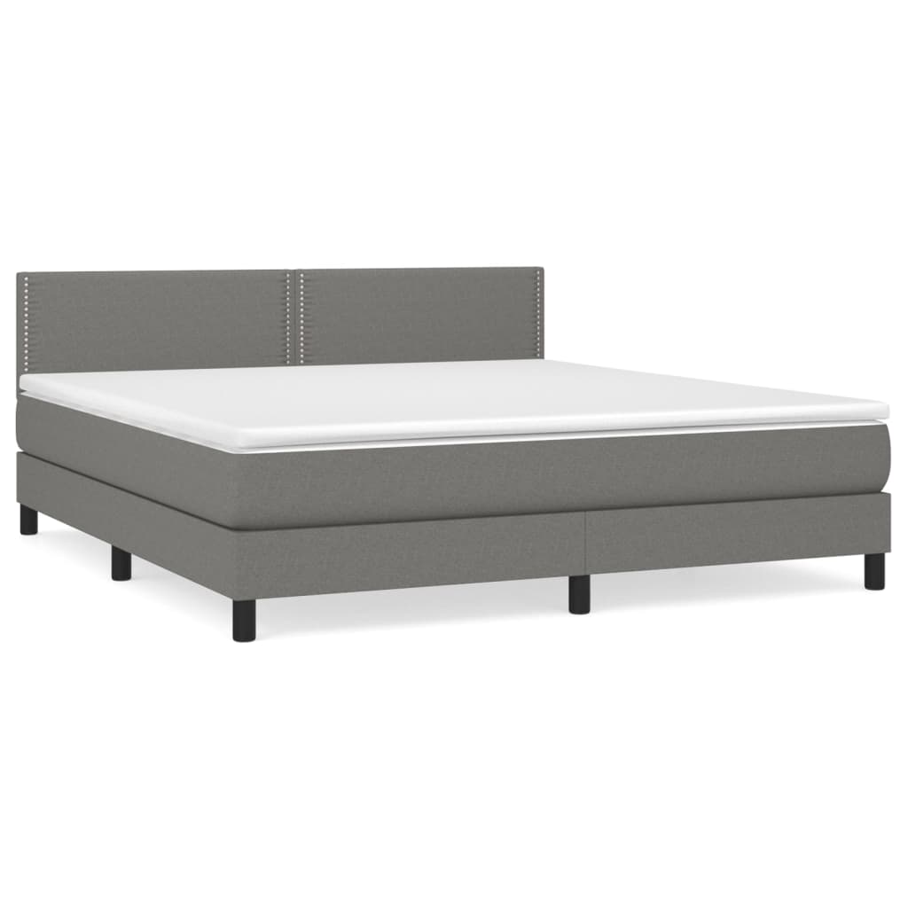 Sommier à lattes de lit avec matelas Gris foncé 180x200cm Tissu - XIOS