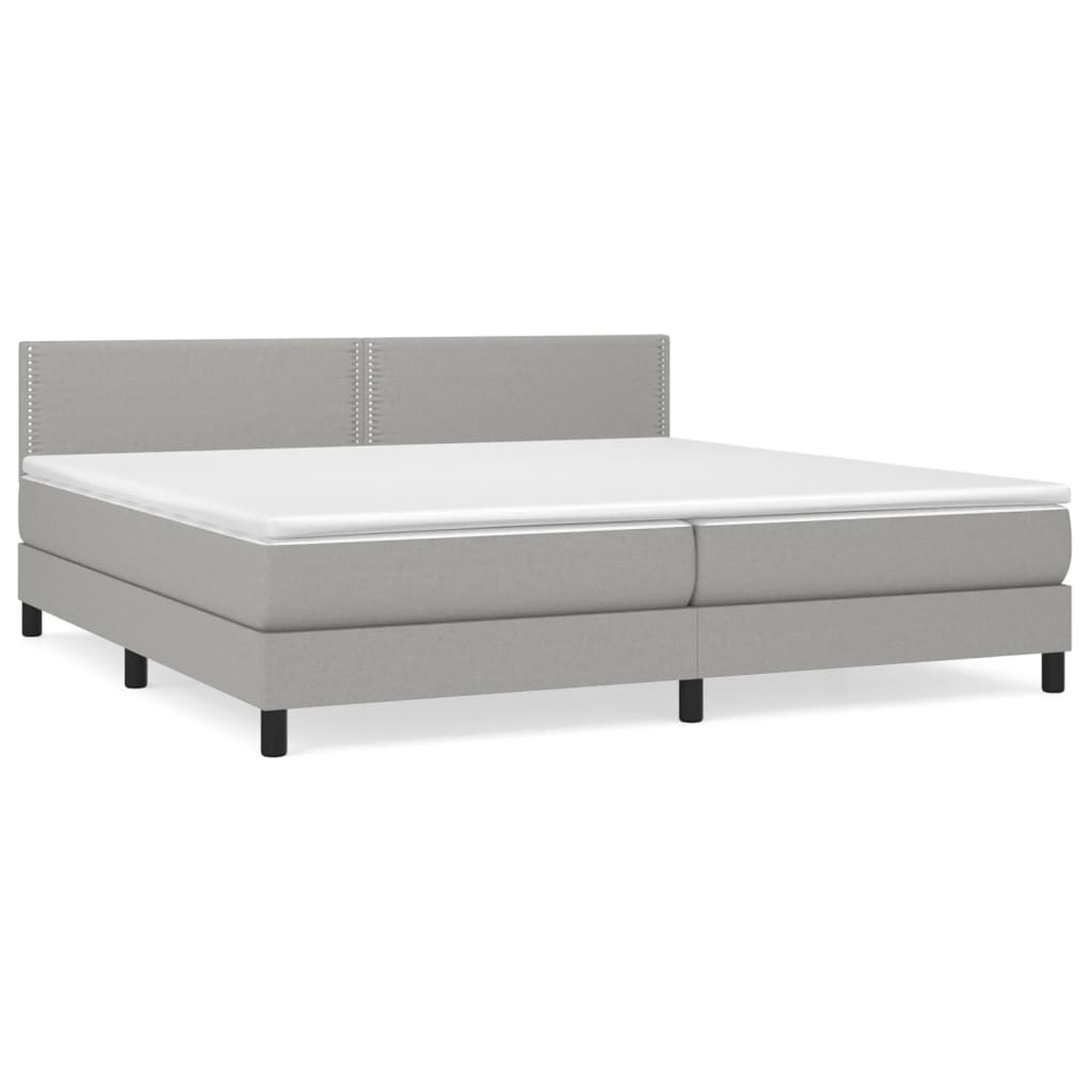 Sommier à lattes de lit avec matelas Gris clair 200x200cm Tissu - XIOS
