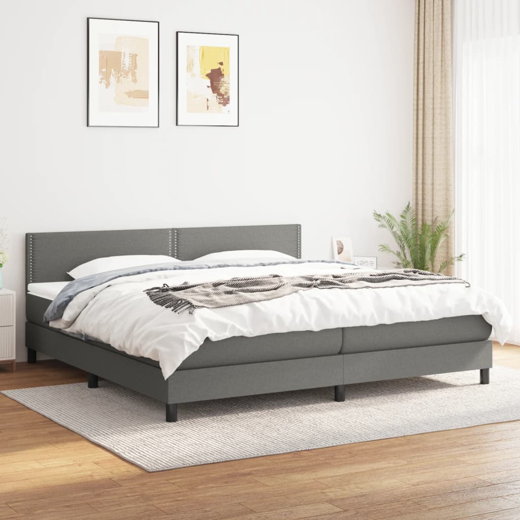 Sommier à lattes de lit avec matelas Gris foncé 200x200cm Tissu - XIOS