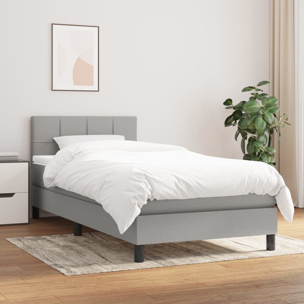 Sommier à lattes de lit et matelas Gris clair 90x190 cm Tissu - XIOS