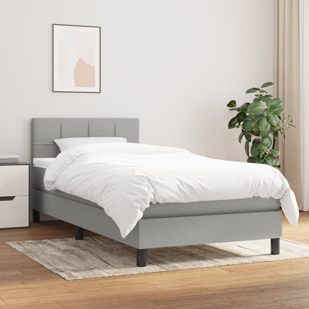 Sommier à lattes de lit avec matelas Gris clair 90x200 cm Tissu - XIOS