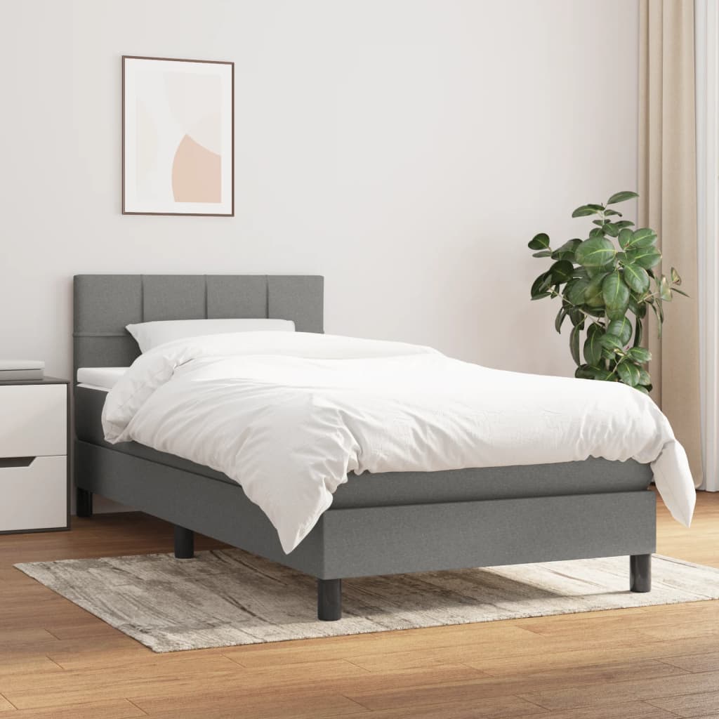 Sommier à lattes de lit avec matelas Gris foncé 90x200 cm Tissu - XIOS