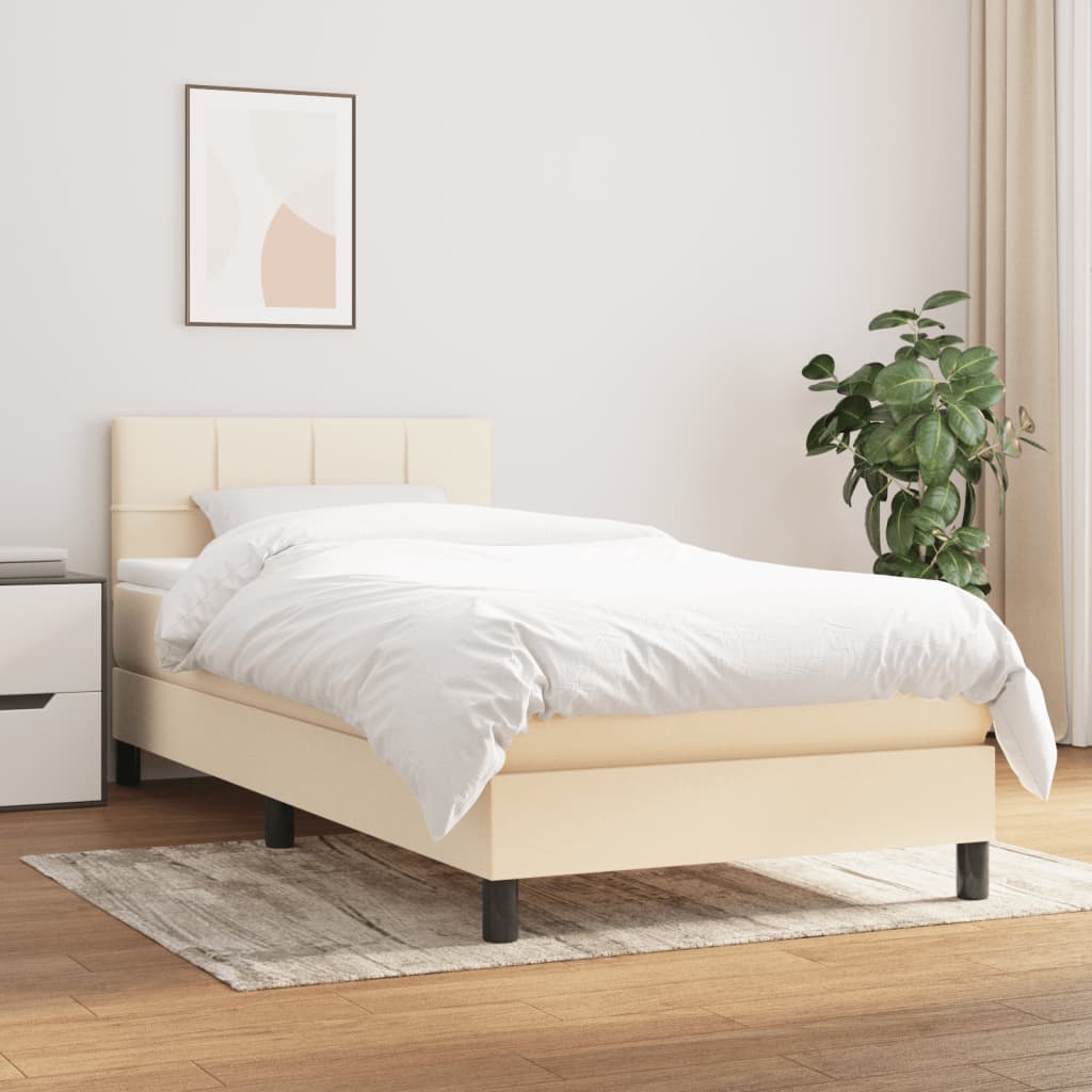 Sommier à lattes de lit avec matelas Crème 90x200 cm Tissu - XIOS