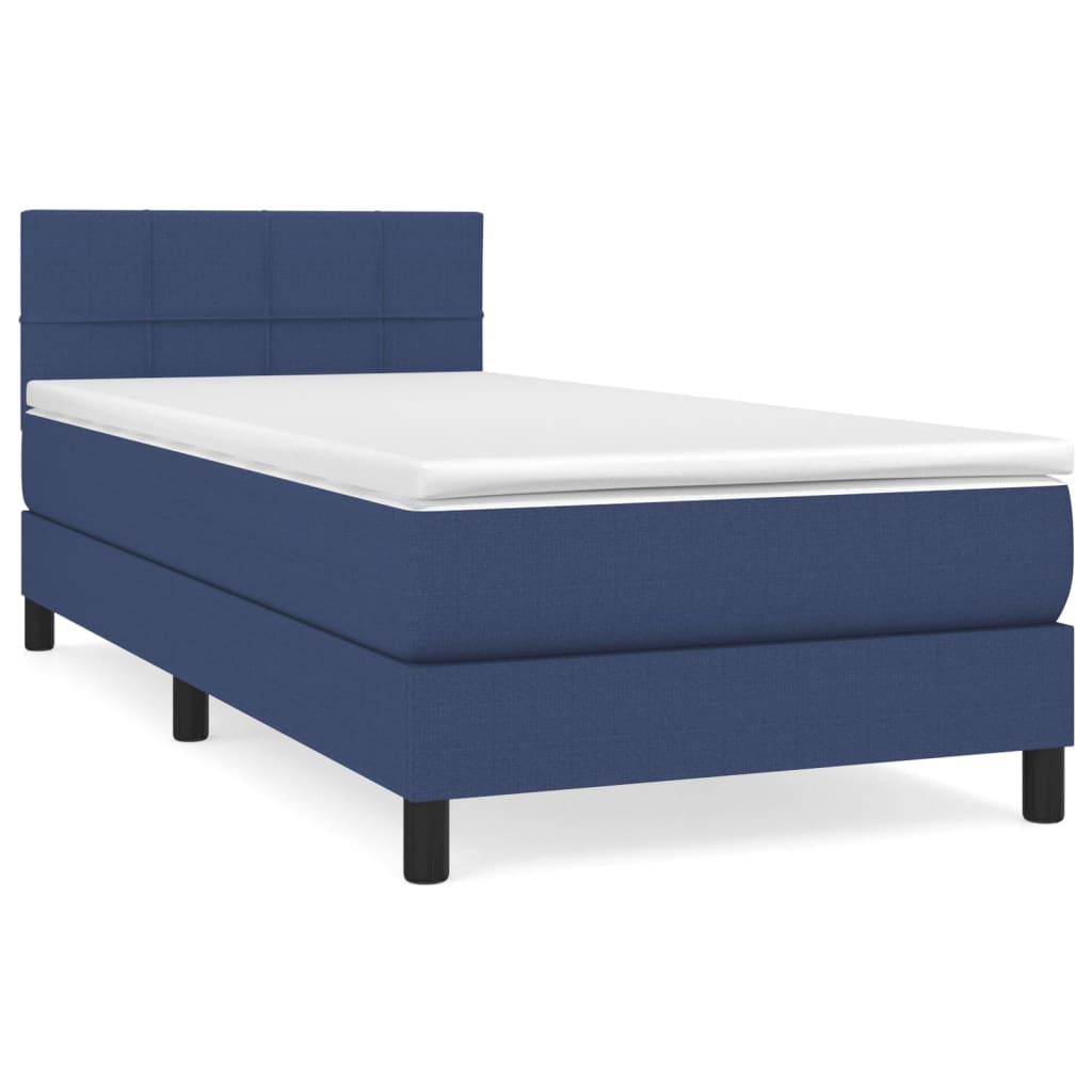 Sommier à lattes de lit avec matelas Bleu 100x200 cm Tissu - XIOS