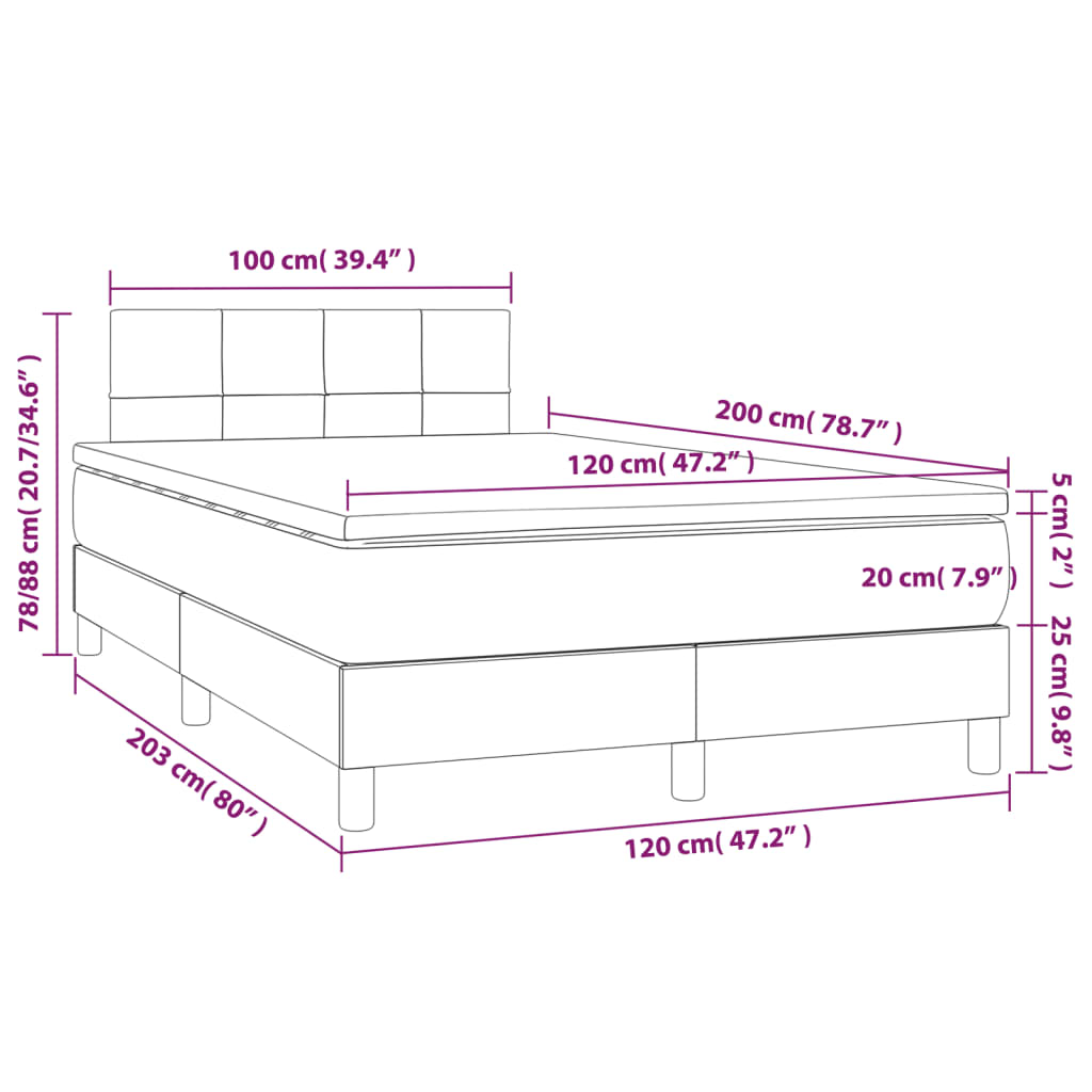 Sommier à lattes de lit avec matelas Gris clair 120x200cm Tissu - XIOS