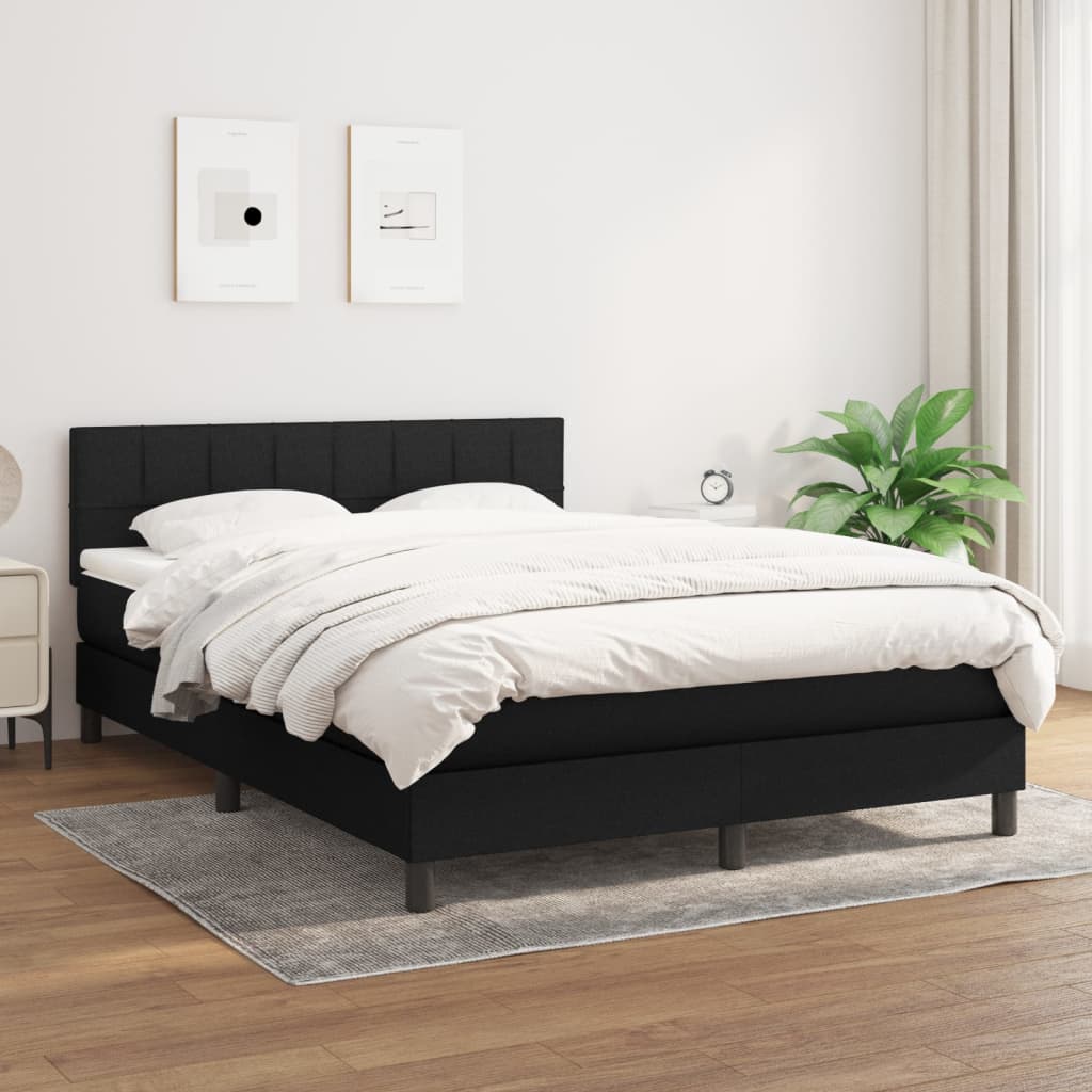 Sommier à lattes de lit avec matelas Noir 140x190 cm Tissu - XIOS