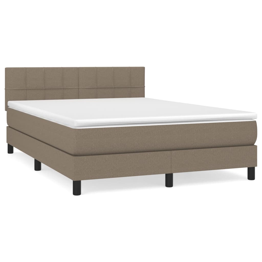 Sommier à lattes de lit avec matelas Taupe 140x190 cm Tissu - XIOS