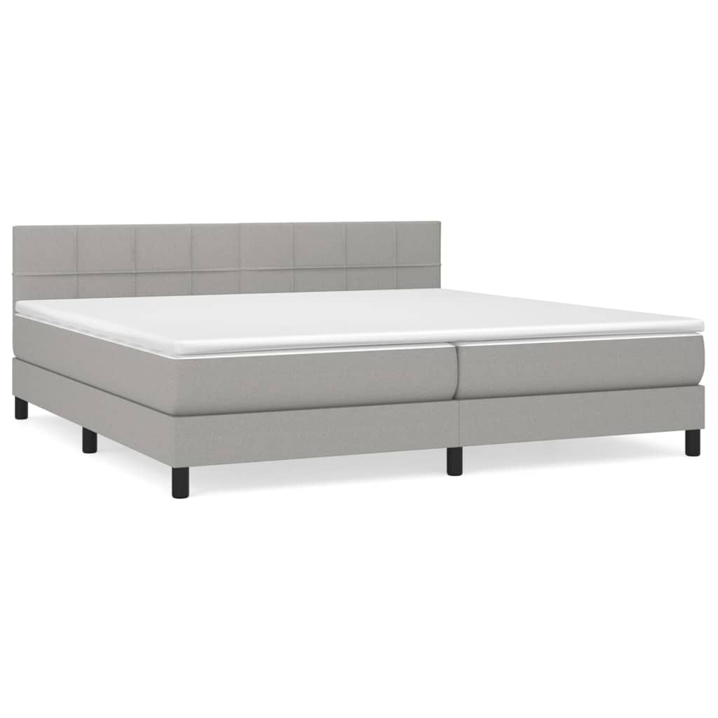 Sommier à lattes de lit avec matelas Gris clair 200x200cm Tissu - XIOS