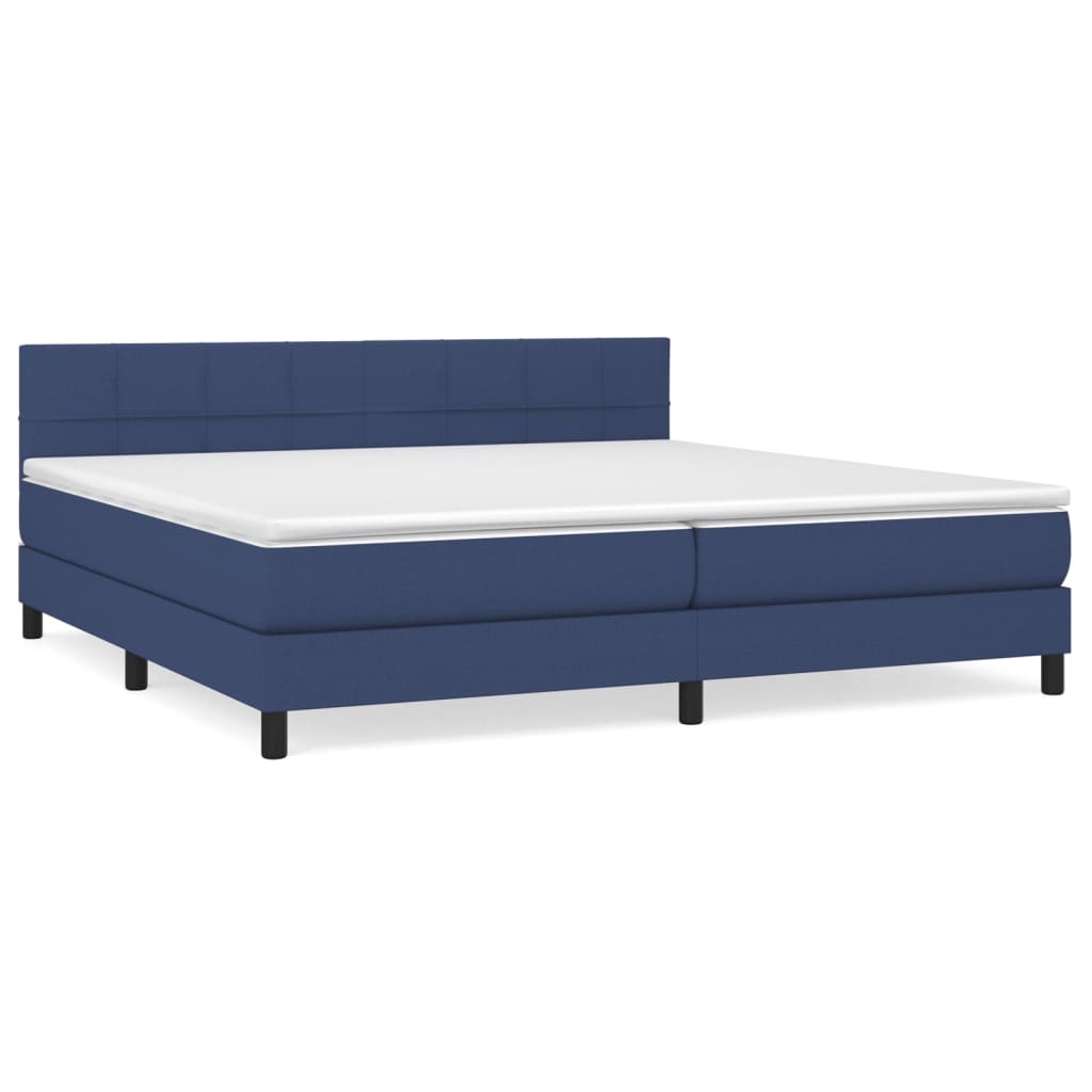 Sommier à lattes de lit avec matelas Bleu 200x200 cm Tissu