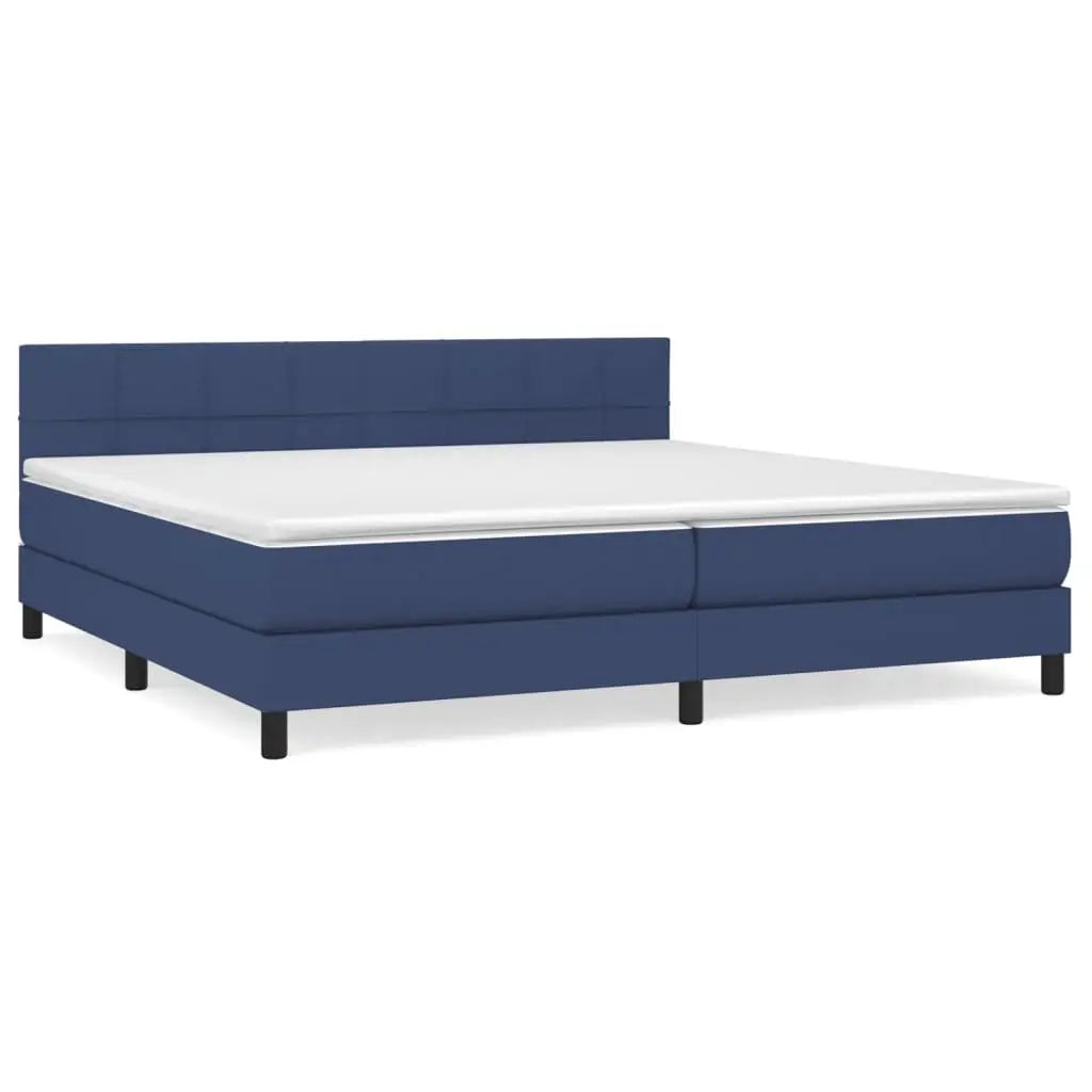 Sommier à lattes de lit avec matelas Bleu 200x200 cm Tissu - XIOS