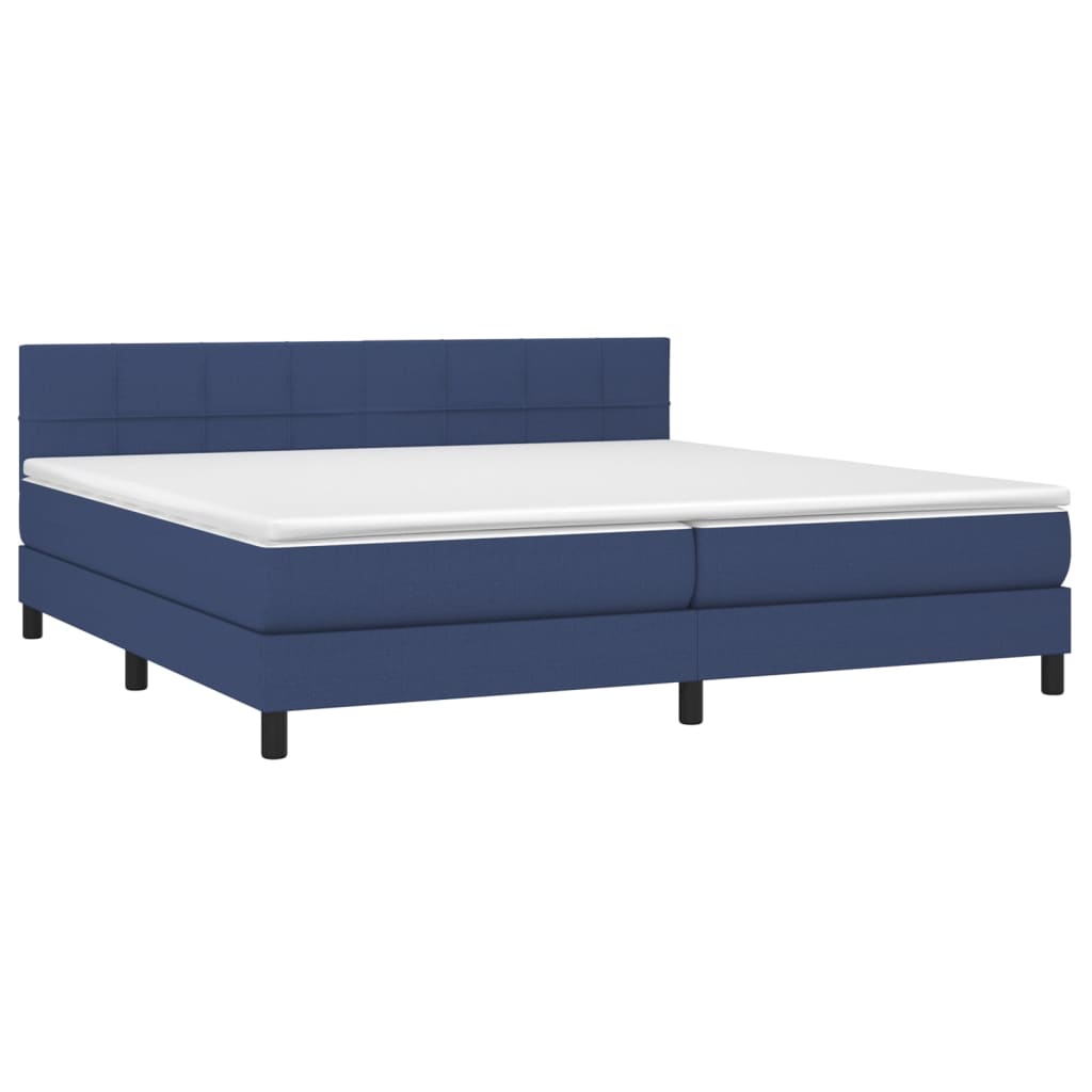 Sommier à lattes de lit avec matelas Bleu 200x200 cm Tissu