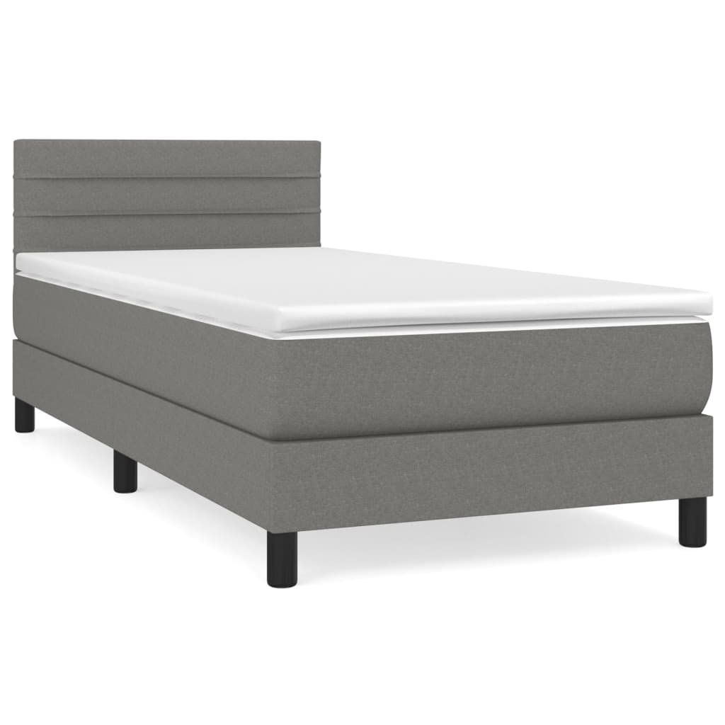Sommier à lattes de lit avec matelas Gris foncé 90x200 cm Tissu - XIOS