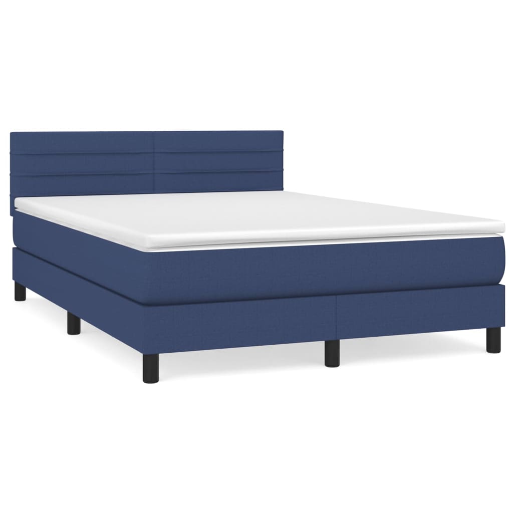 Sommier à lattes de lit avec matelas Bleu 140x190 cm Tissu - XIOS