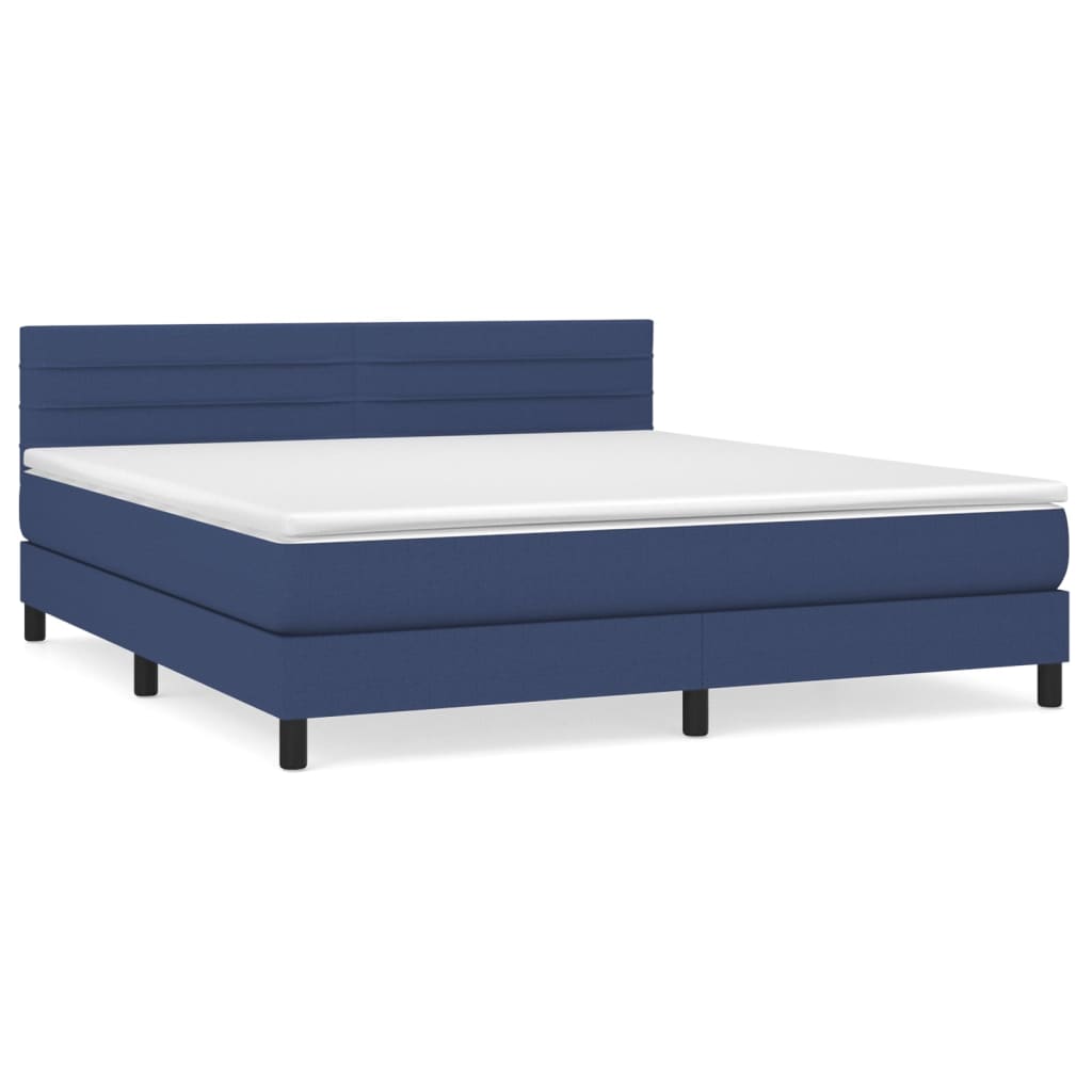 Sommier à lattes de lit avec matelas Bleu 160x200 cm Tissu - XIOS
